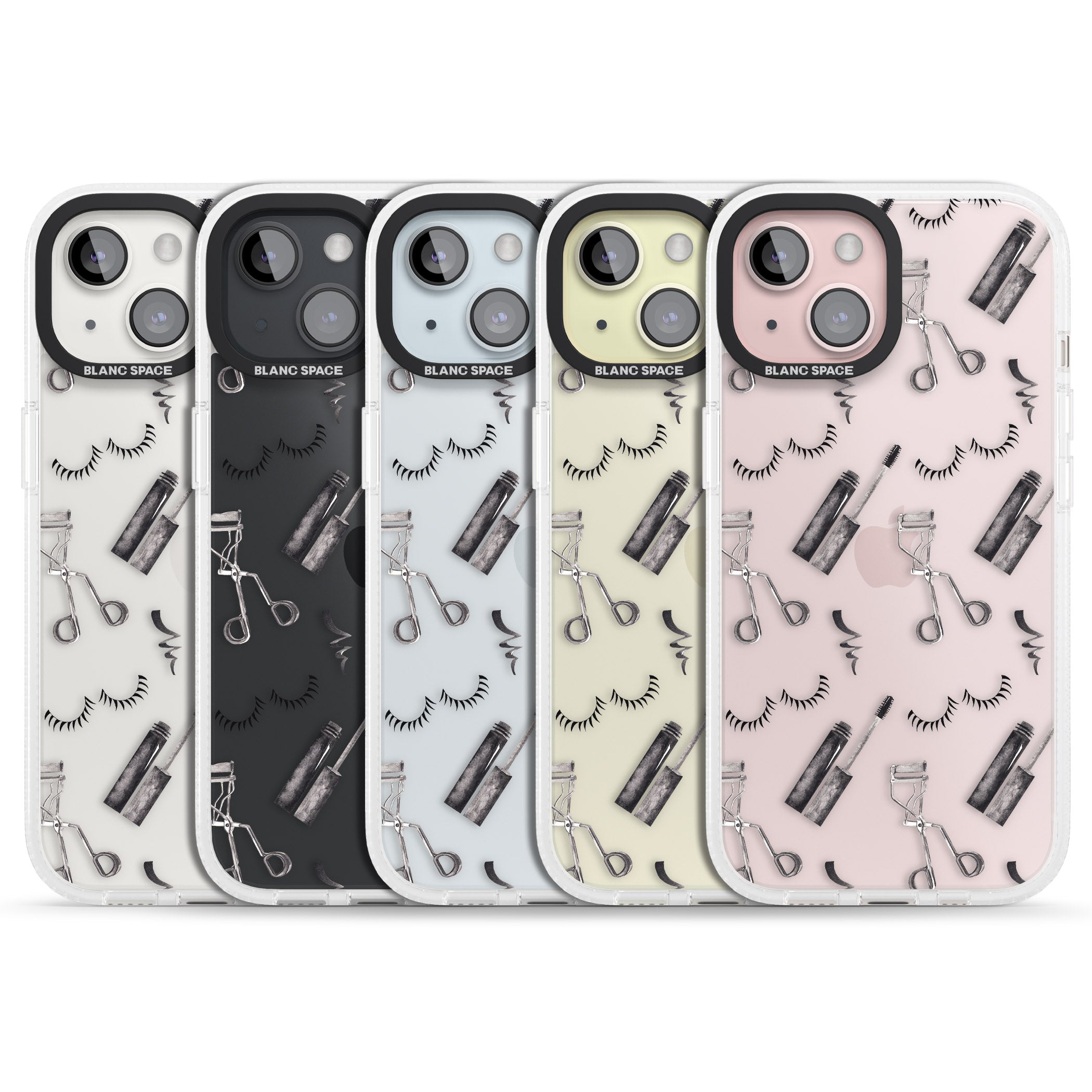 Eyelash Makeup Pattern iPhone 15 / 14 / 13 Clear Case Impact Air - Blanc Space