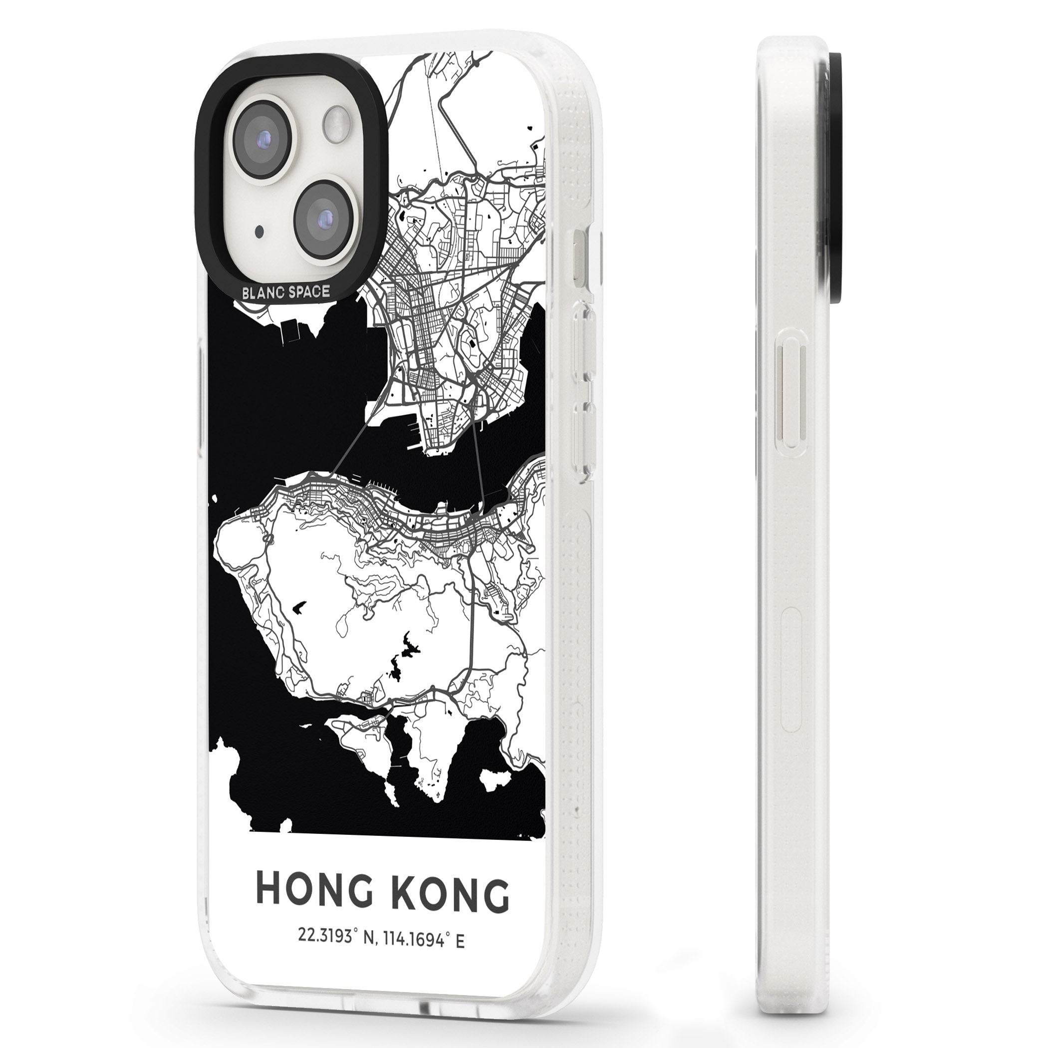 Map of Hong Kong iPhone 15 / 14 / 13 Clear Case Impact Air - Blanc Space