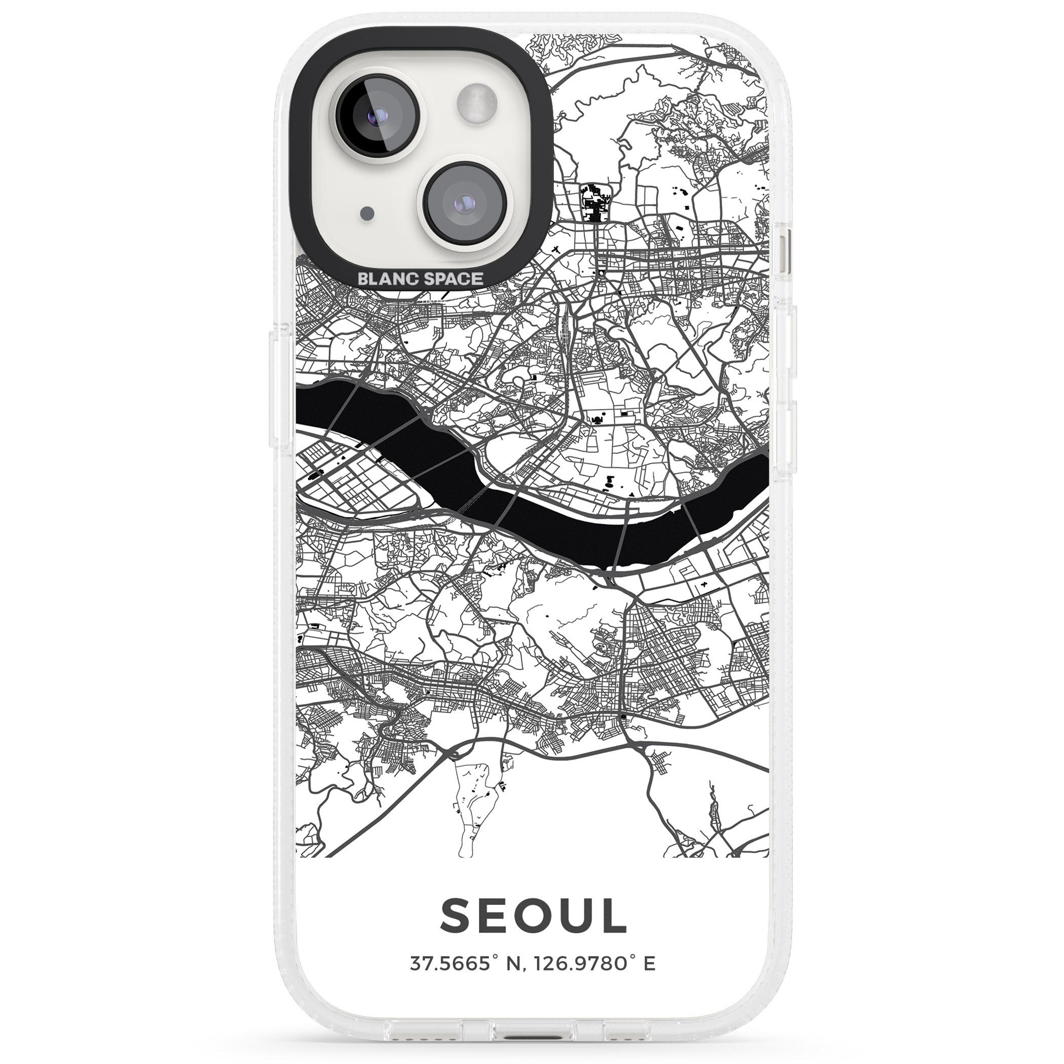 Map of Seoul, South Korea iPhone 15 / 14 / 13 Clear Case Impact Air - Blanc Space
