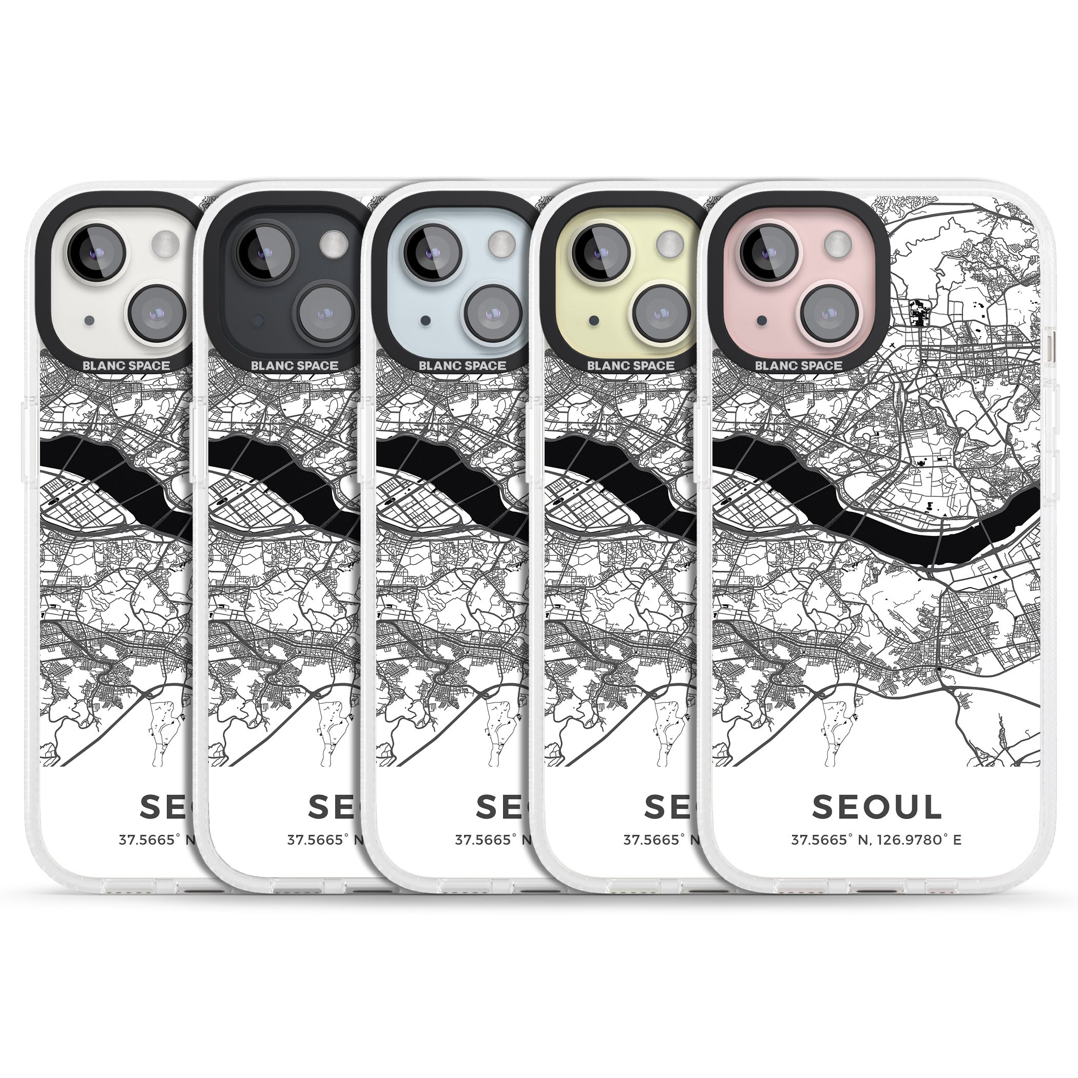 Map of Seoul, South Korea iPhone 15 / 14 / 13 Clear Case Impact Air - Blanc Space