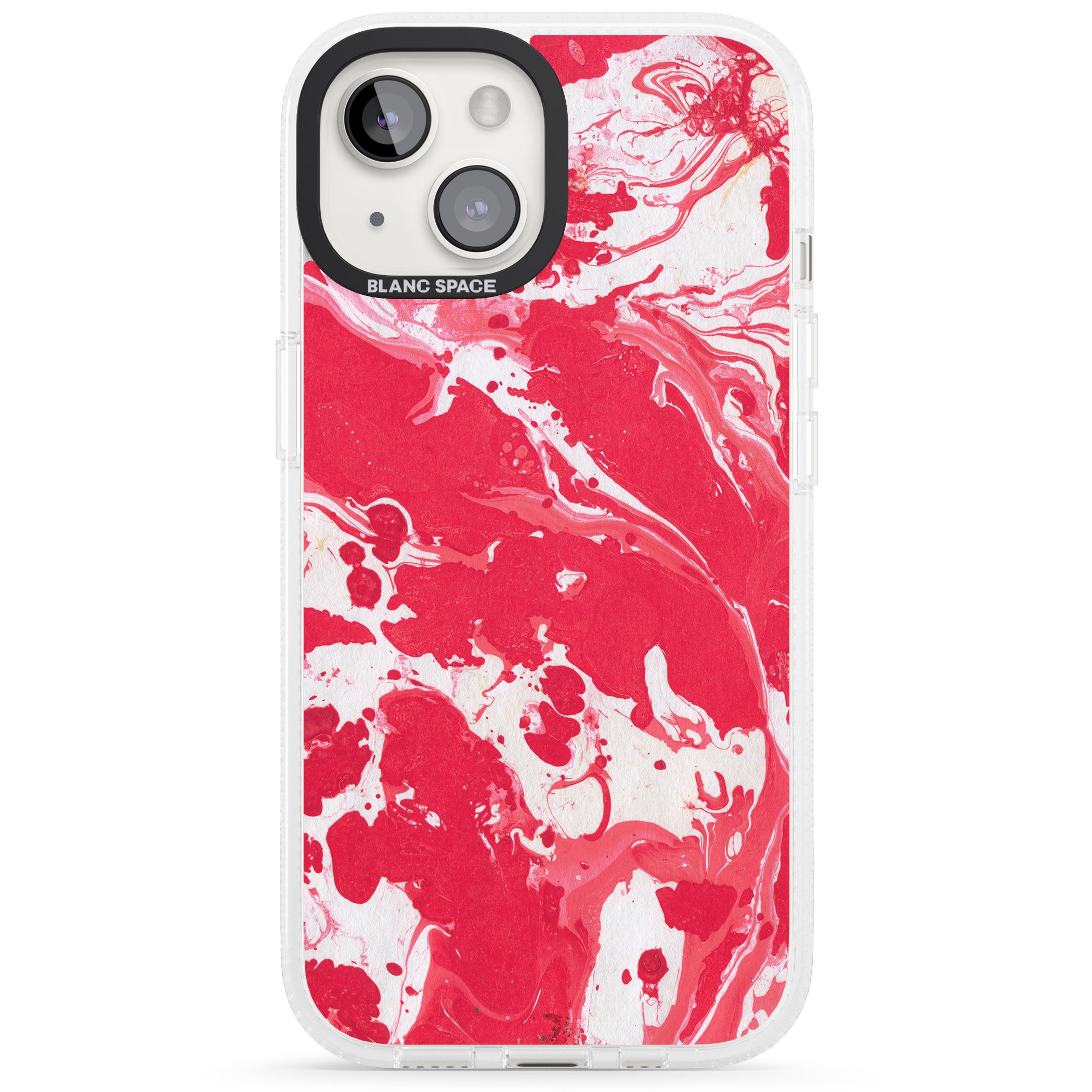 Red & White - Marbled Paper iPhone 15 / 14 / 13 Clear Case Impact Air - Blanc Space