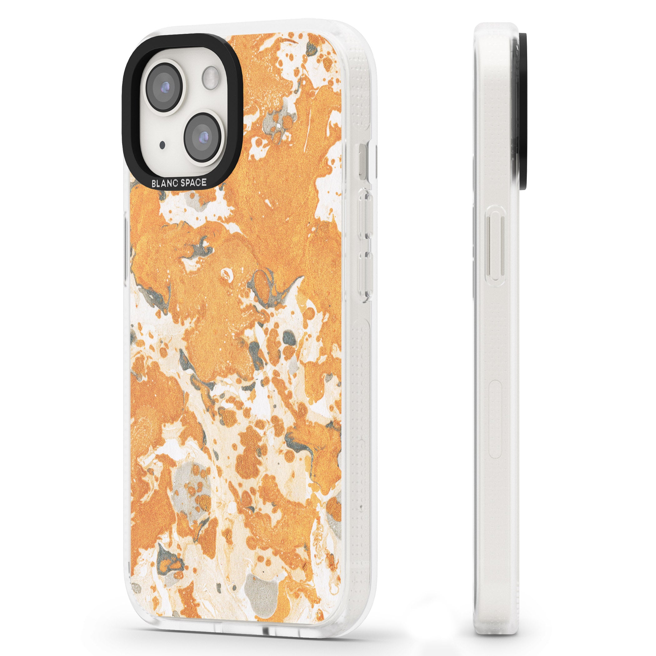 Orange Marbled Paper Pattern iPhone 15 / 14 / 13 Clear Case Impact Air - Blanc Space