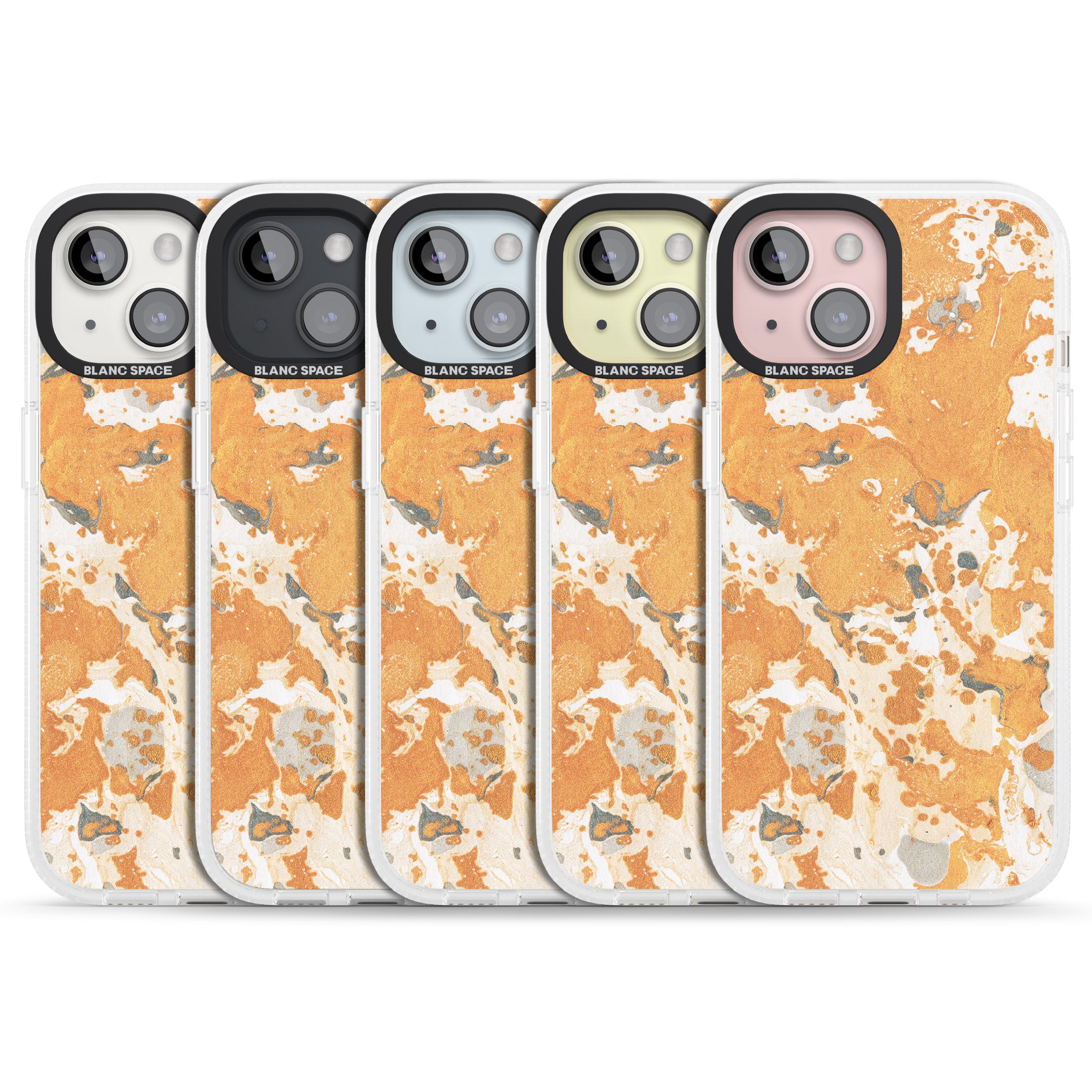Orange Marbled Paper Pattern iPhone 15 / 14 / 13 Clear Case Impact Air - Blanc Space