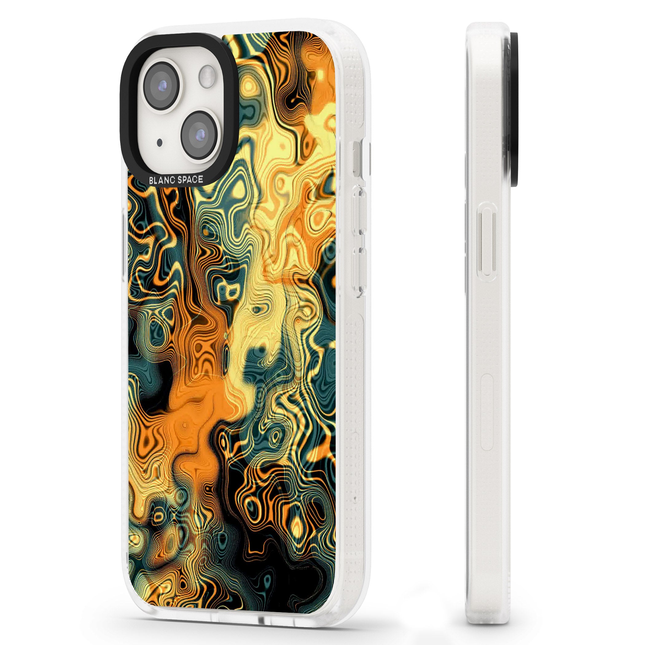 Gold Green Marble iPhone 15 / 14 / 13 Clear Case Impact Air - Blanc Space