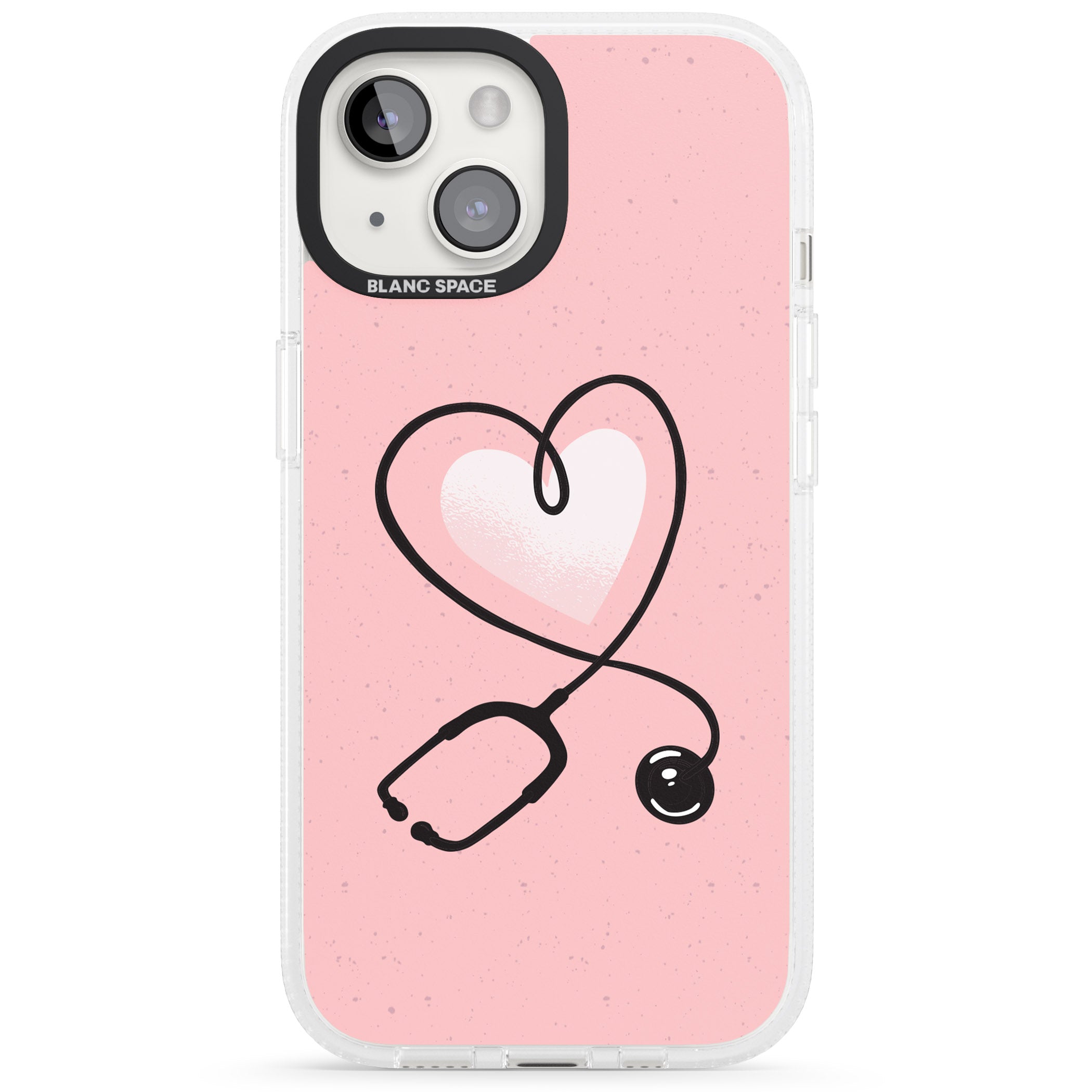 Medical Inspired Design Stethoscope Heart iPhone 15 / 14 / 13 Clear Case Impact Air - Blanc Space