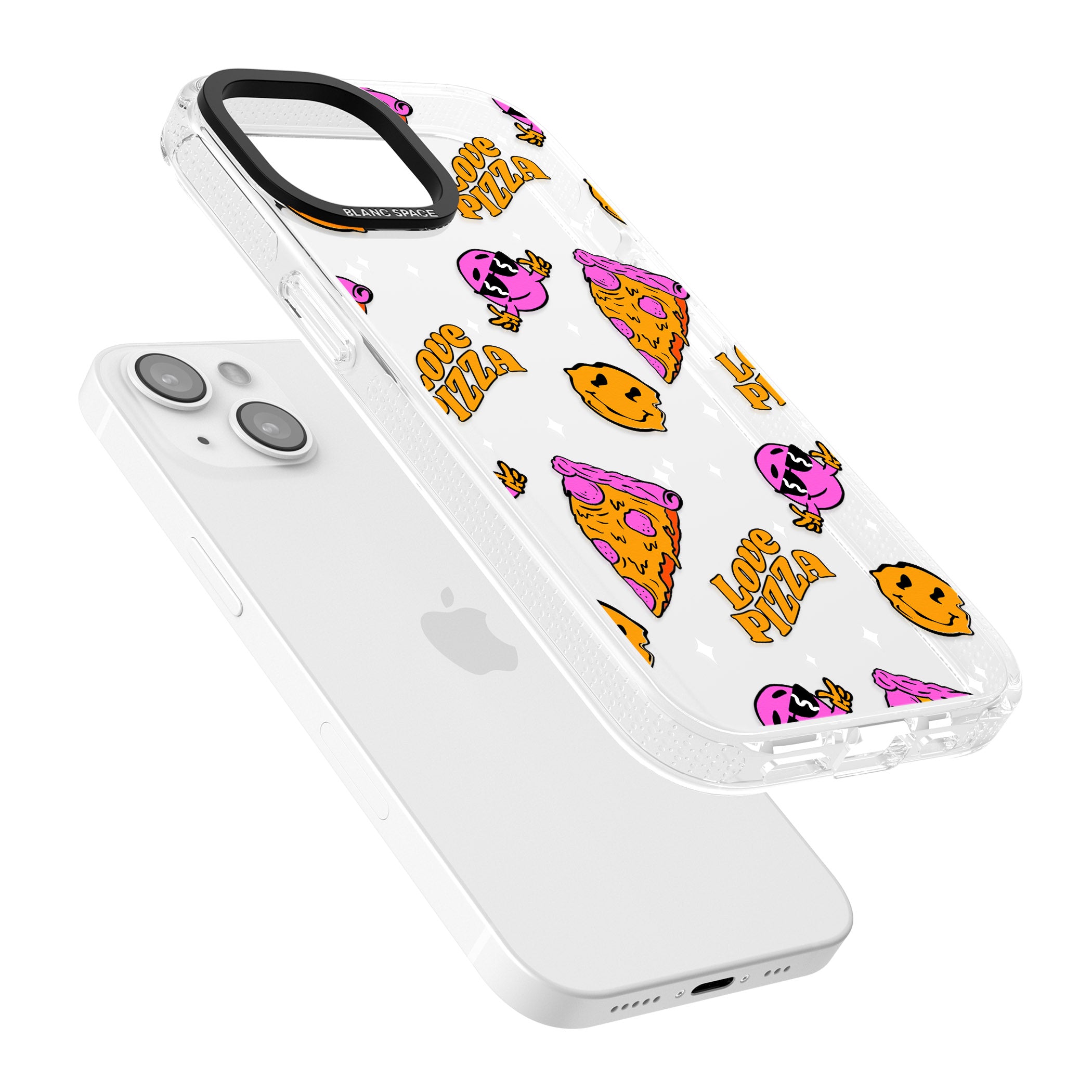 Psychedelic Love Pizza Pattern (Clear) iPhone 15 / 14 / 13 Clear Case Impact Air - Blanc Space