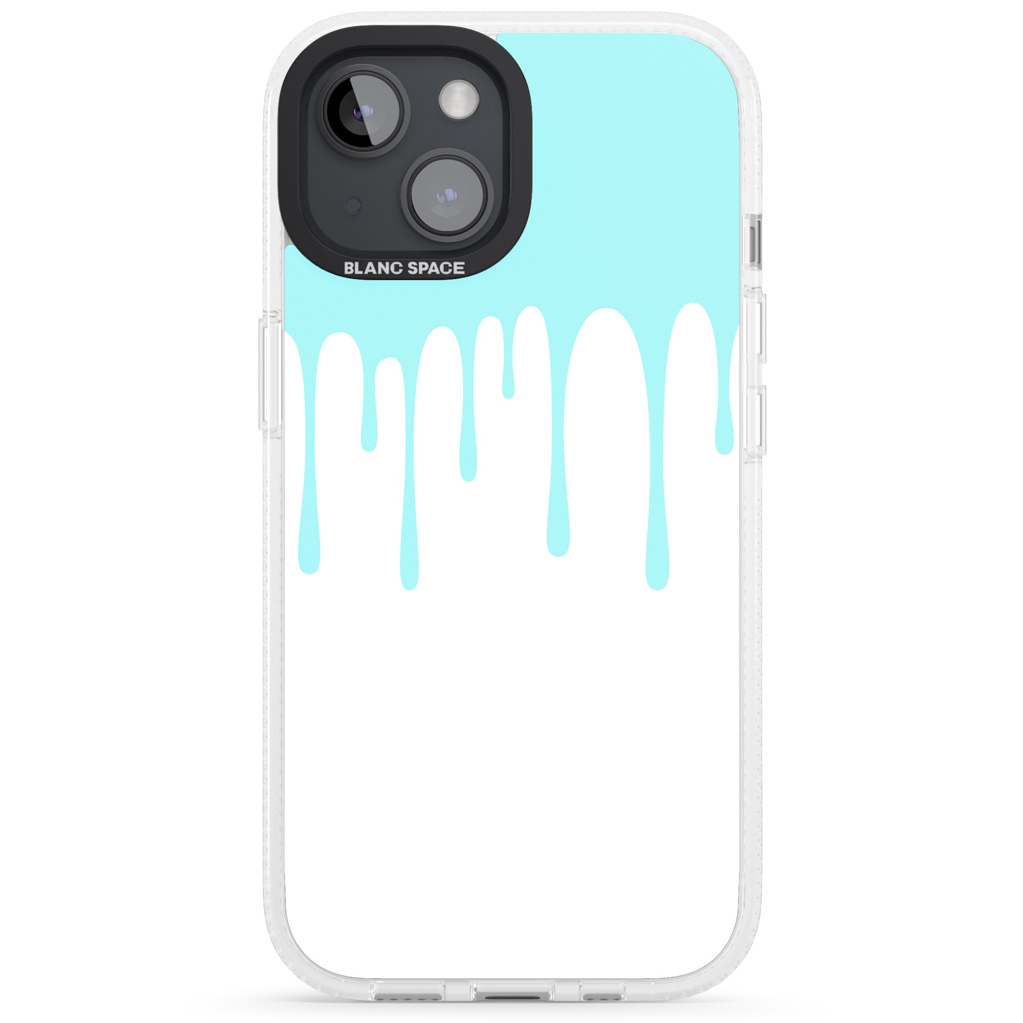 Melted Effect: Teal & White iPhone 15 / 14 / 13 Clear Case Impact Air - Blanc Space