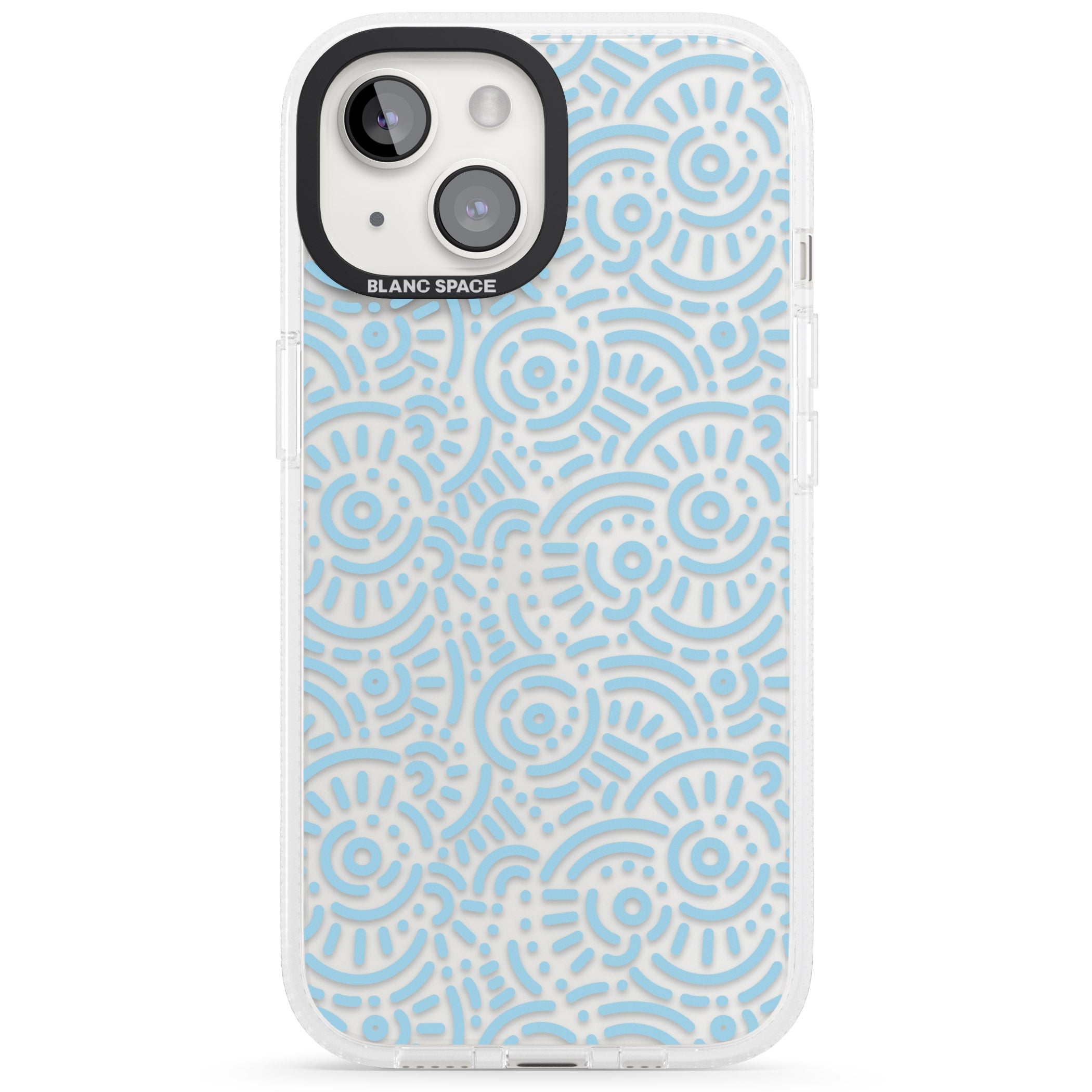 Light Blue Pattern Memphis Retro Pattern Design iPhone 15 / 14 / 13 Clear Case Impact Air - Blanc Space