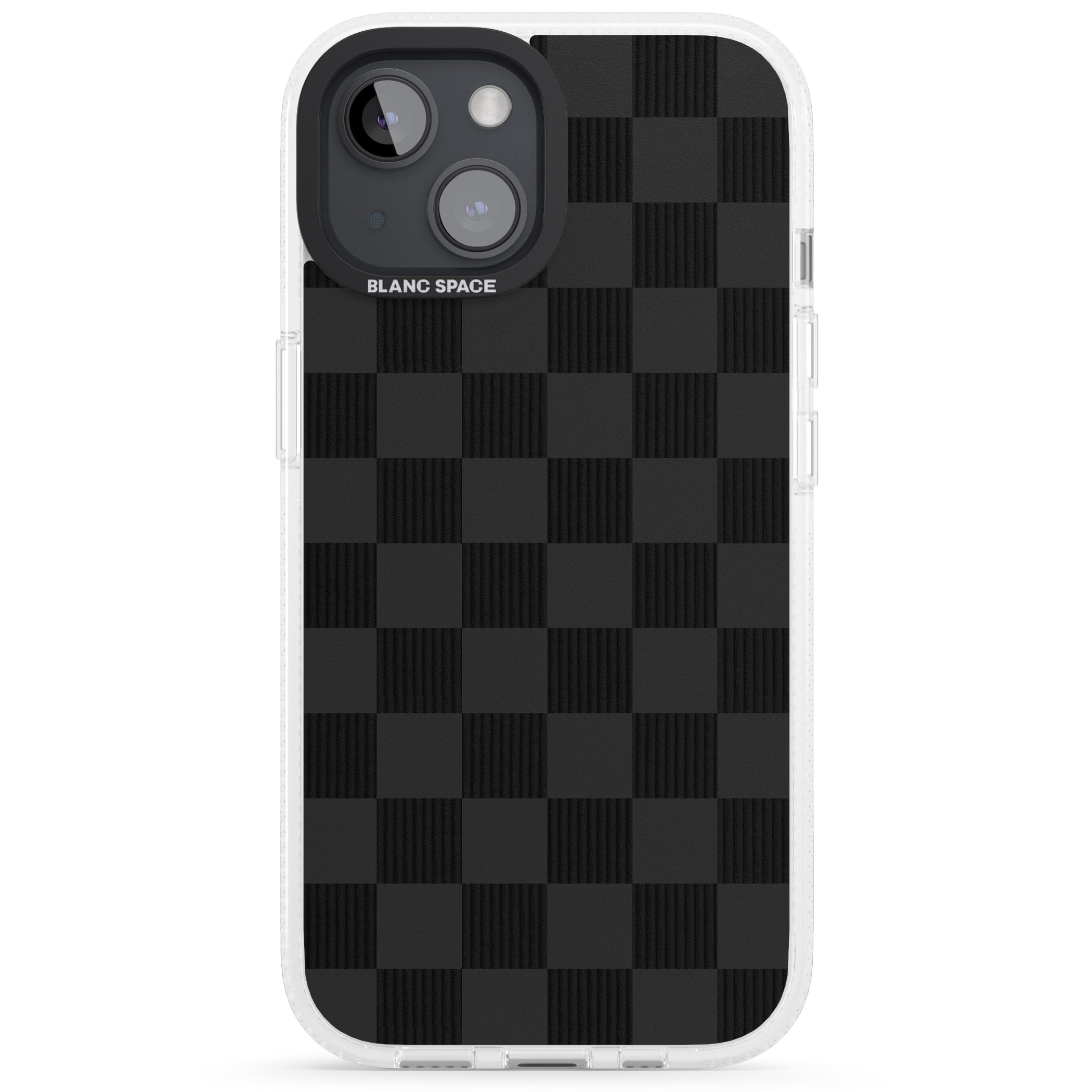 BLACK CHECKERED iPhone 15 / 14 / 13 Clear Case Impact Air - Blanc Space
