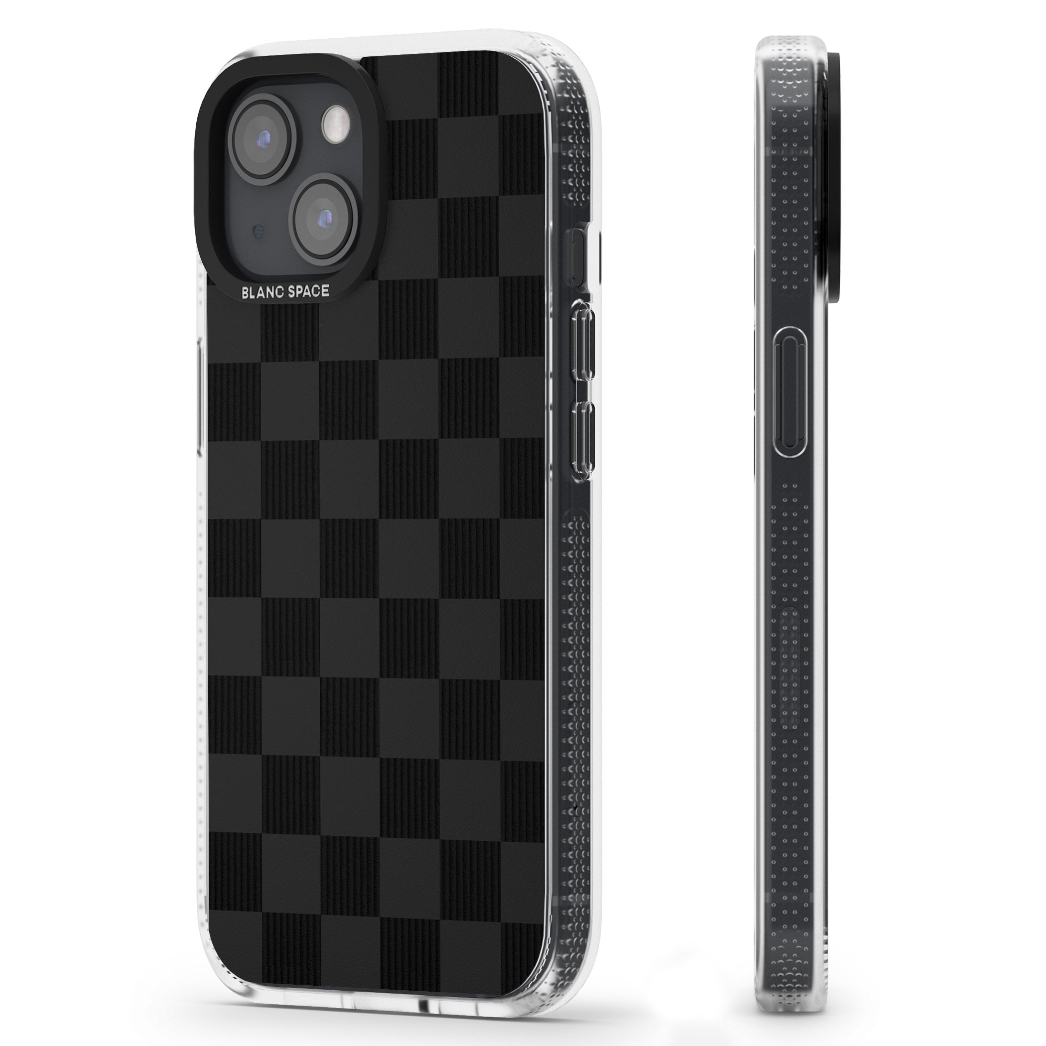 BLACK CHECKERED iPhone 15 / 14 / 13 Clear Case Impact Air - Blanc Space