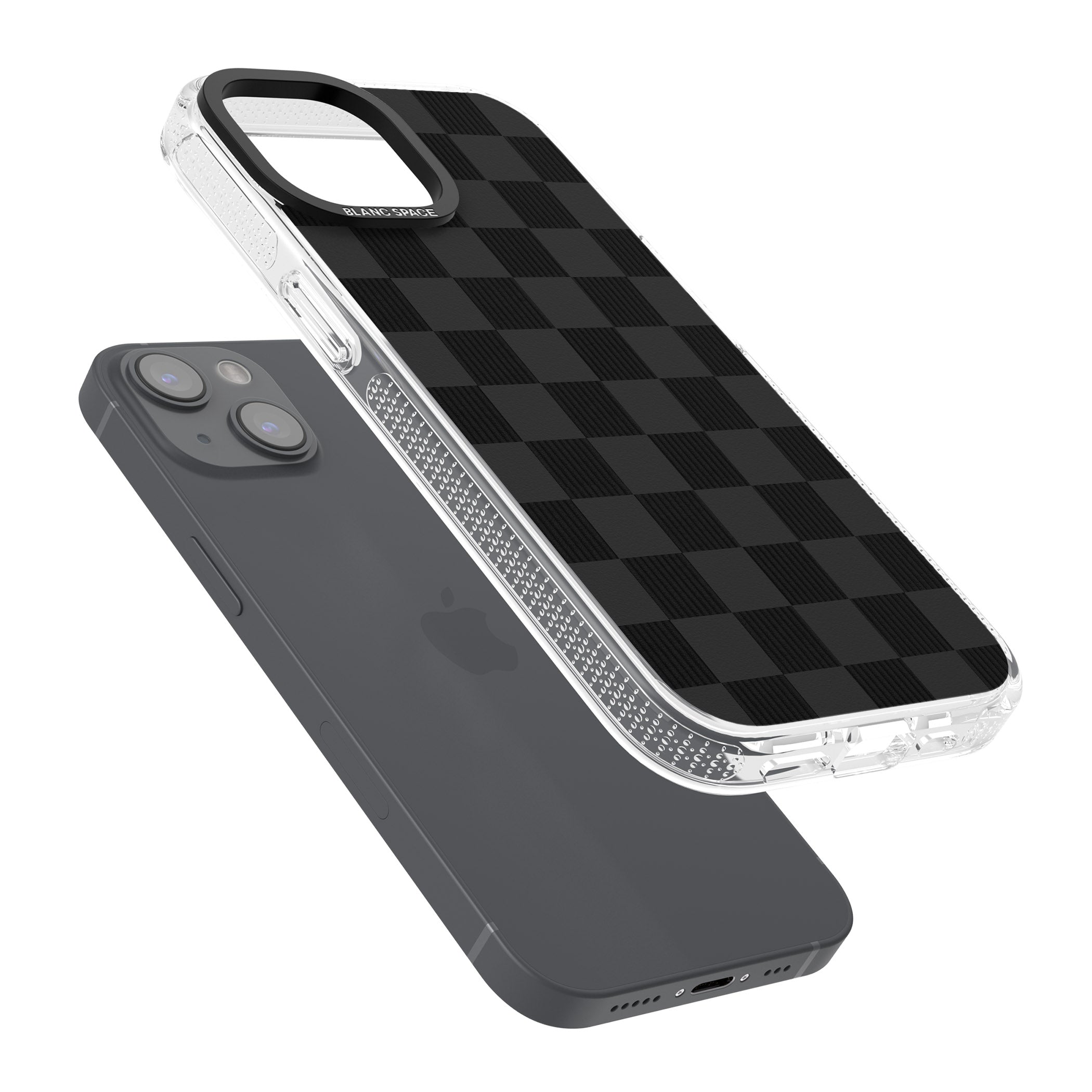 BLACK CHECKERED iPhone 15 / 14 / 13 Clear Case Impact Air - Blanc Space