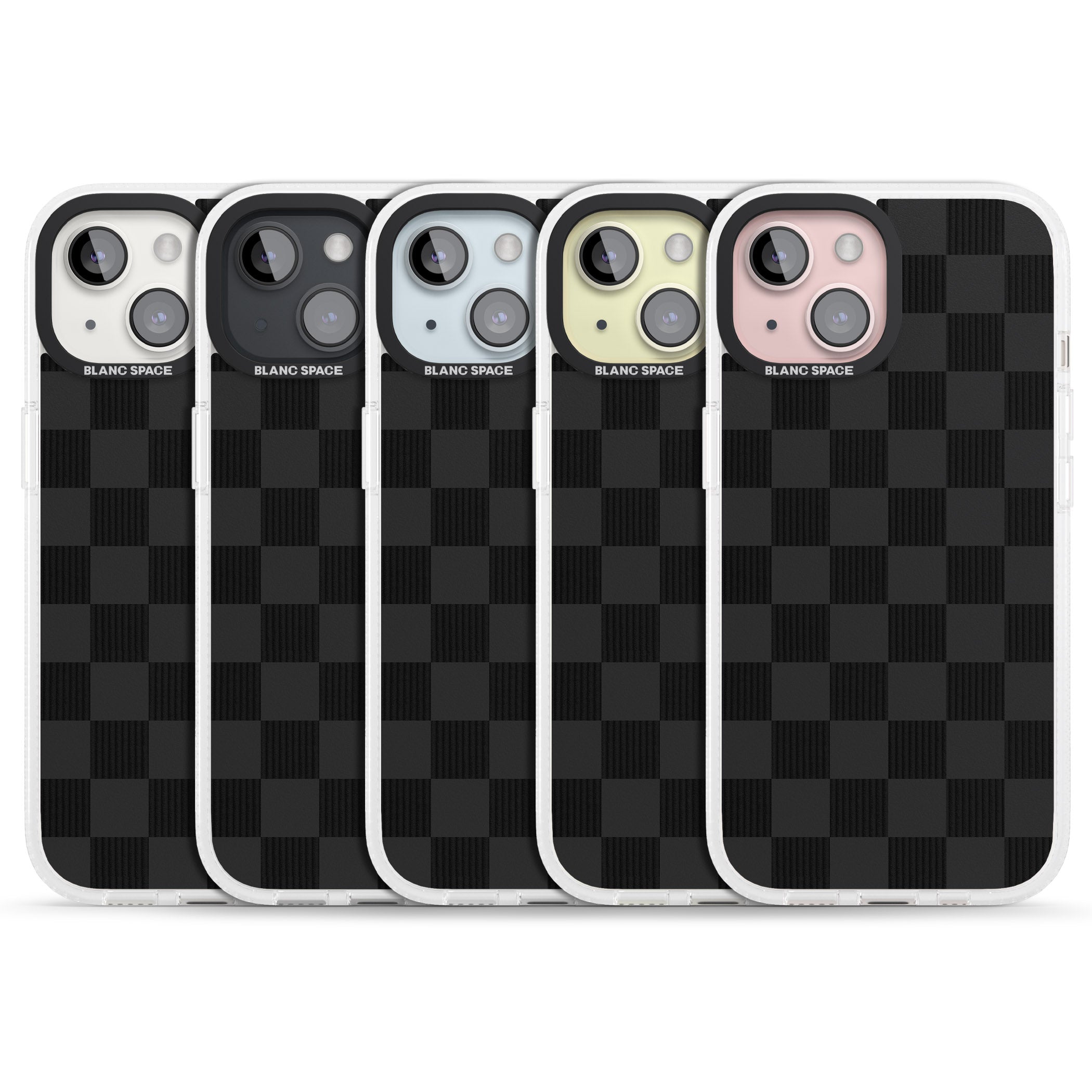 BLACK CHECKERED iPhone 15 / 14 / 13 Clear Case Impact Air - Blanc Space
