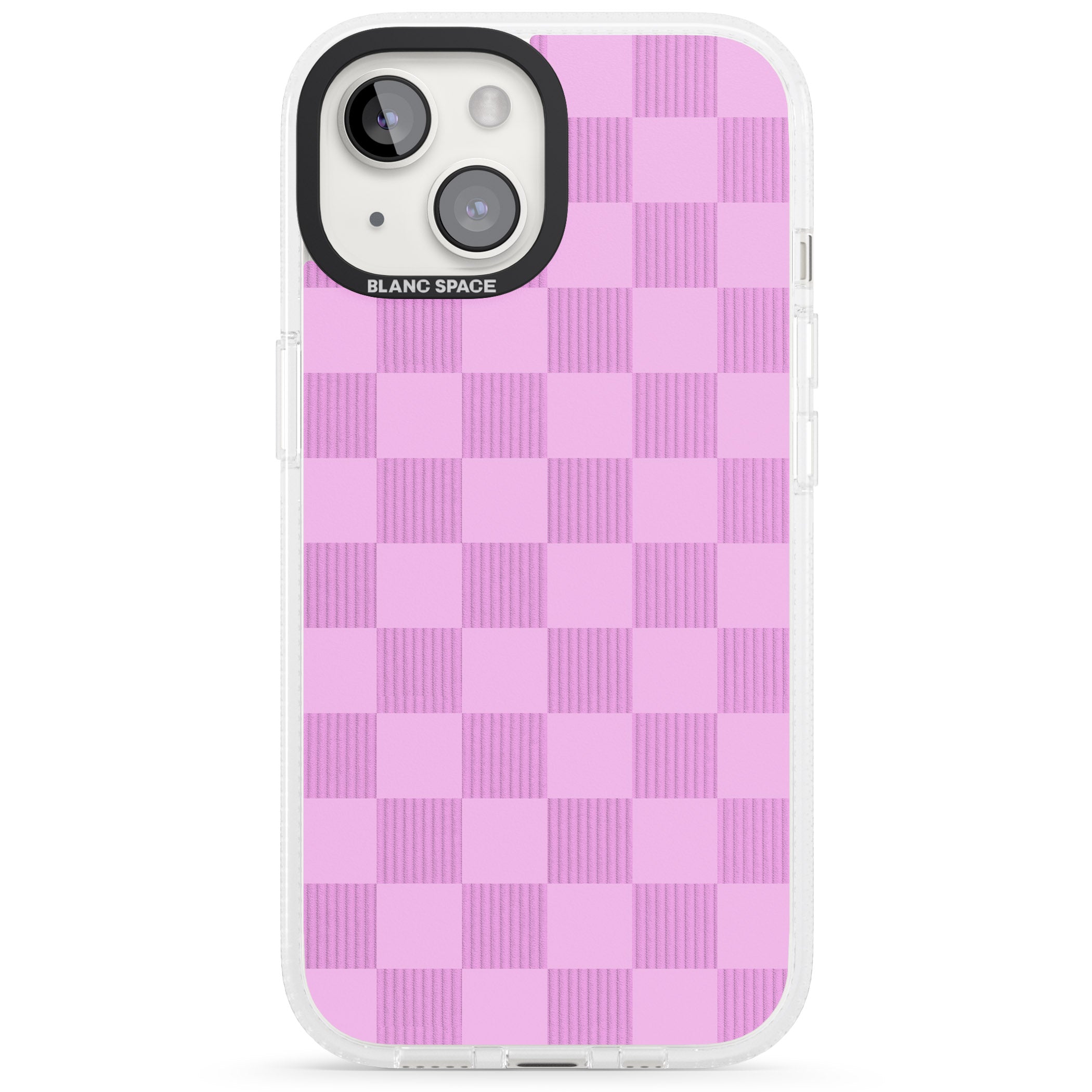BUBBLEGUM CHECKERED iPhone 15 / 14 / 13 Clear Case Impact Air - Blanc Space