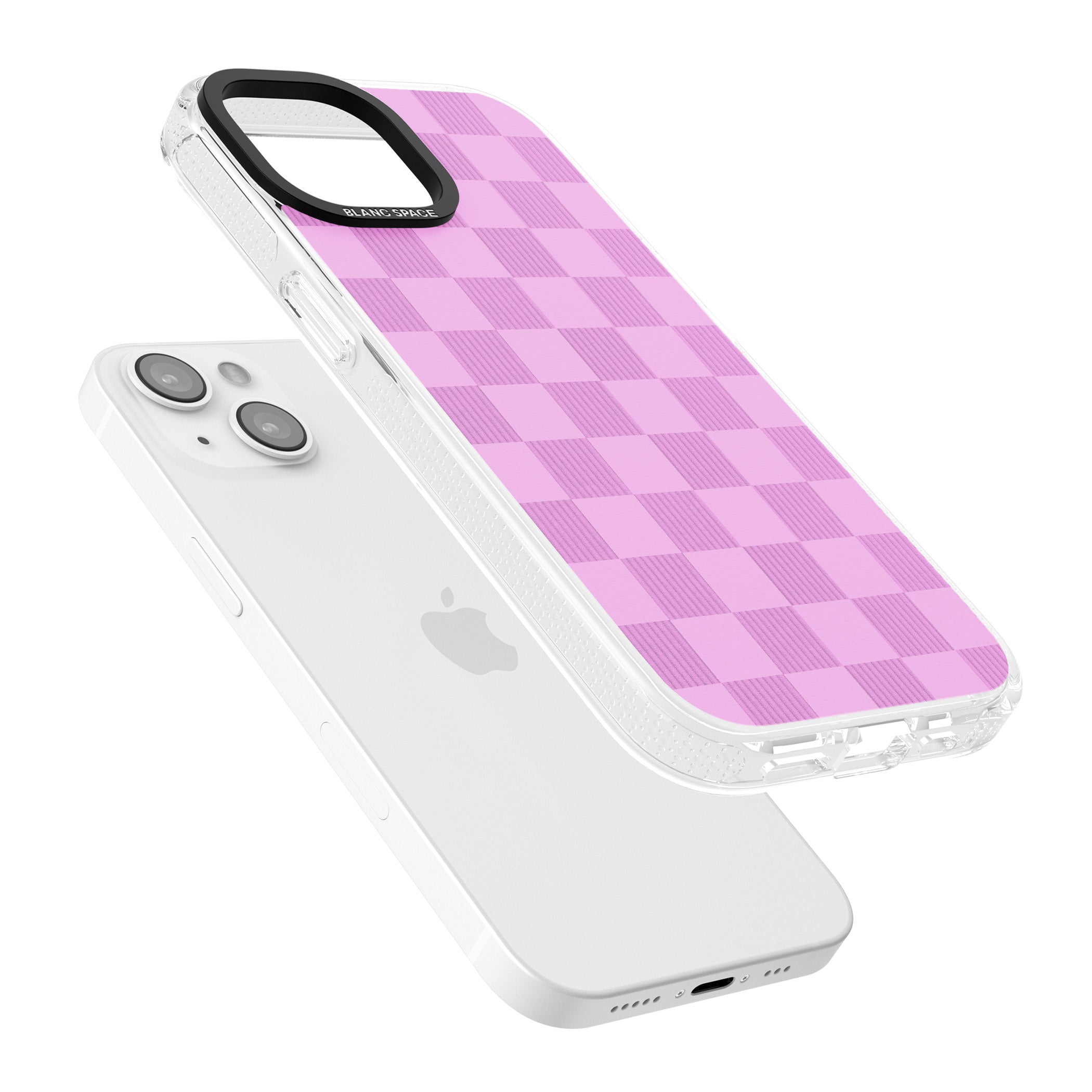 BUBBLEGUM CHECKERED iPhone 15 / 14 / 13 Clear Case Impact Air - Blanc Space