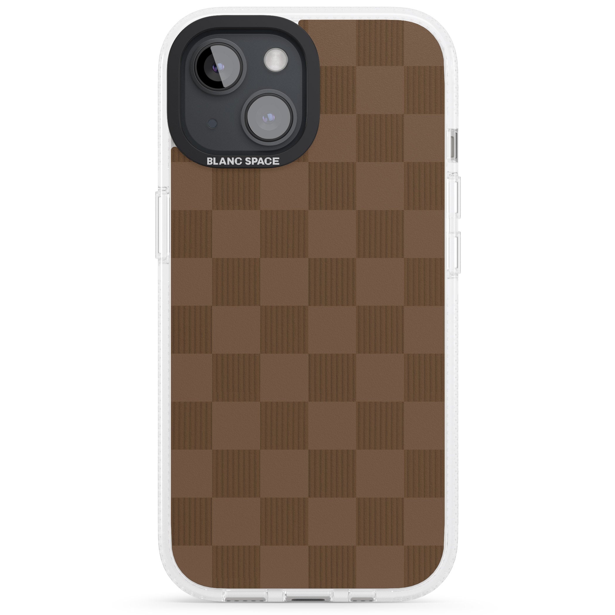 CHOCOLATE CHECKERED iPhone 15 / 14 / 13 Clear Case Impact Air - Blanc Space