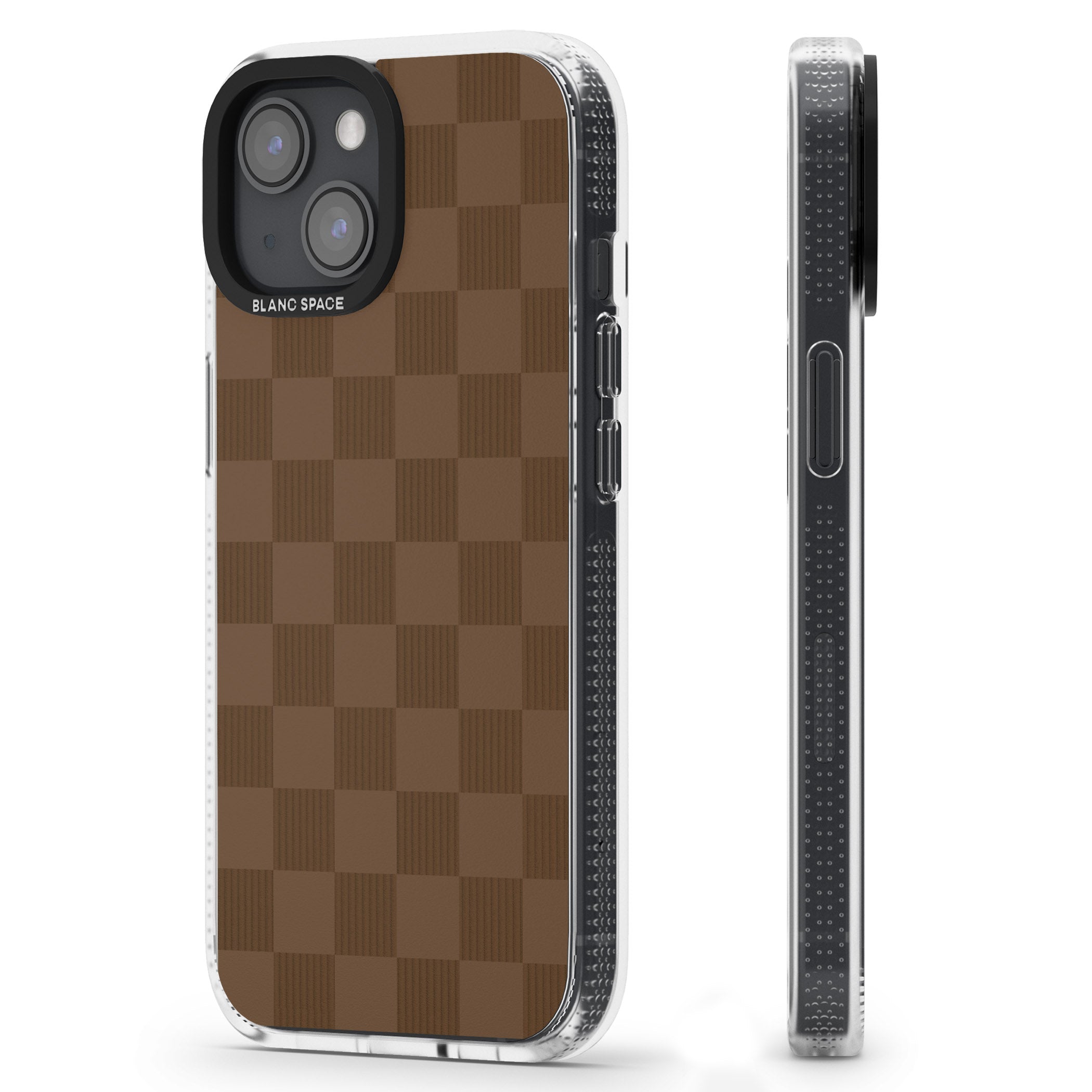 CHOCOLATE CHECKERED iPhone 15 / 14 / 13 Clear Case Impact Air - Blanc Space