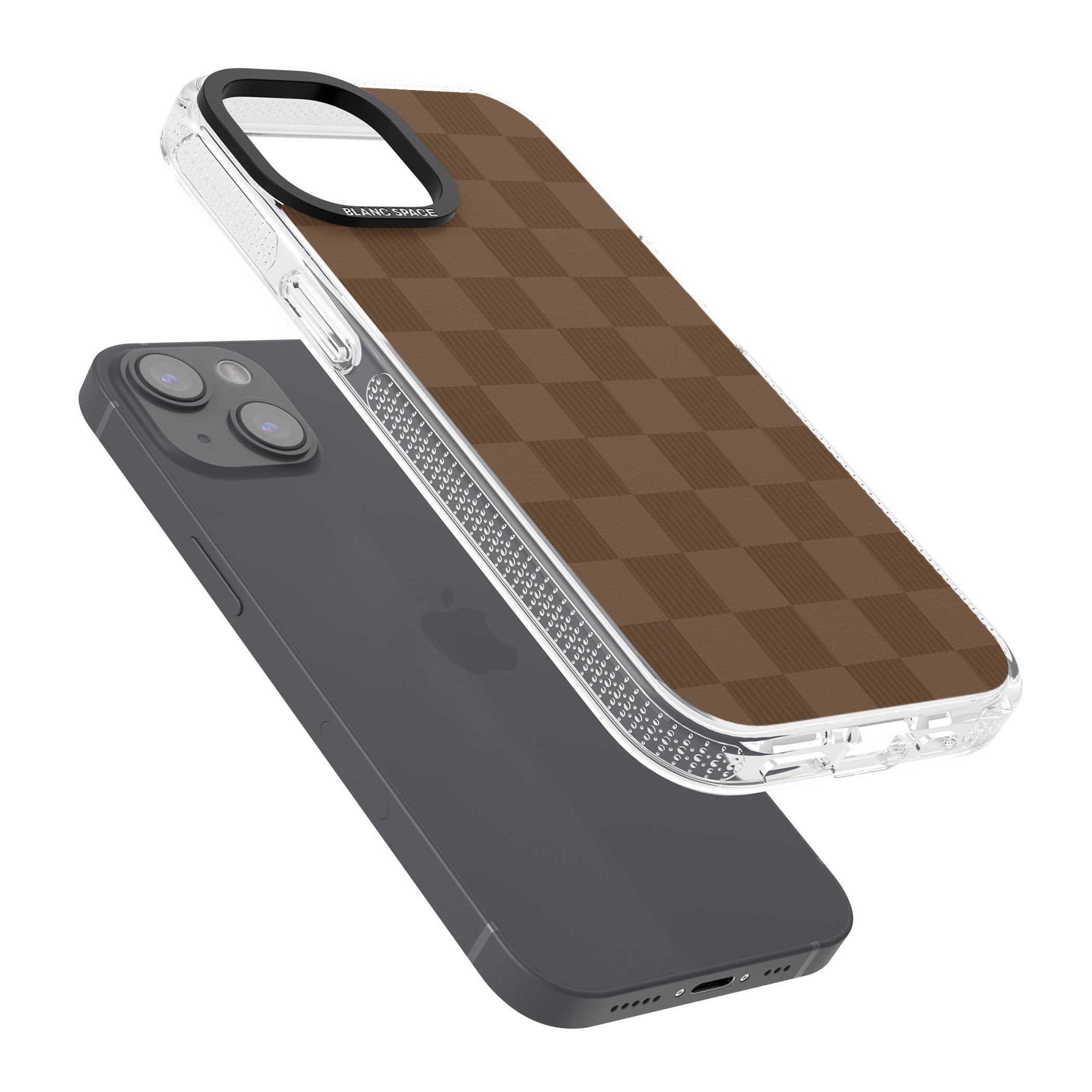 CHOCOLATE CHECKERED iPhone 15 / 14 / 13 Clear Case Impact Air - Blanc Space