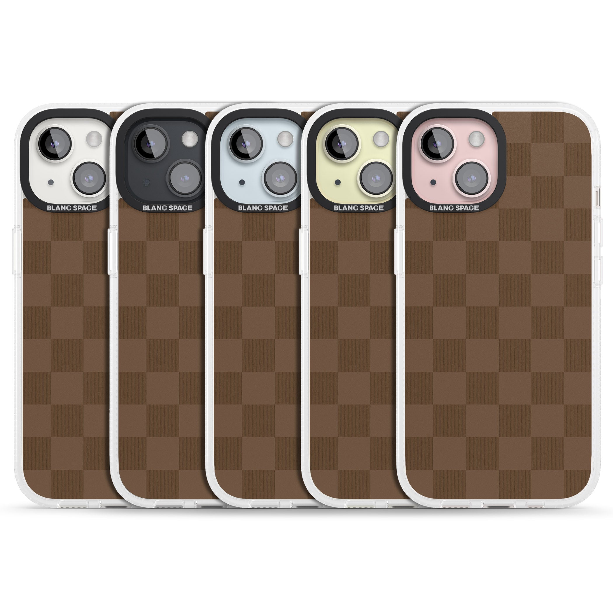 CHOCOLATE CHECKERED iPhone 15 / 14 / 13 Clear Case Impact Air - Blanc Space