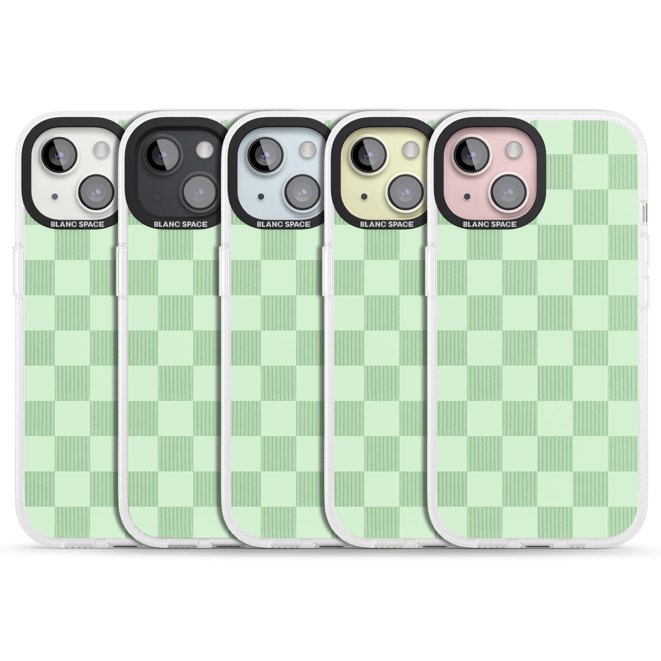 SEAFOAM CHECKERED iPhone 15 / 14 / 13 Clear Case Impact Air - Blanc Space