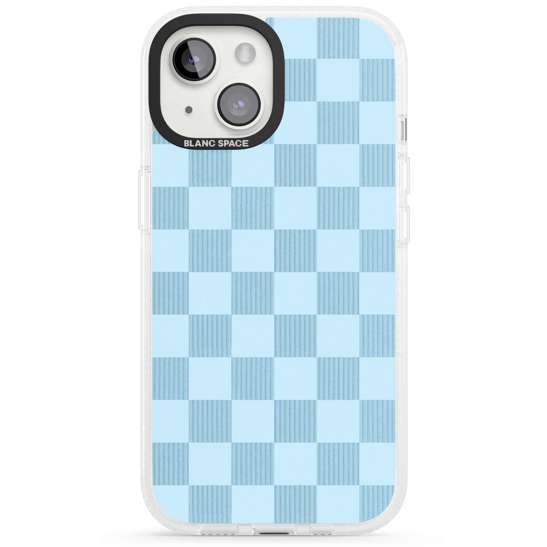 SKYBLUE CHECKERED iPhone 15 / 14 / 13 Clear Case Impact Air - Blanc Space