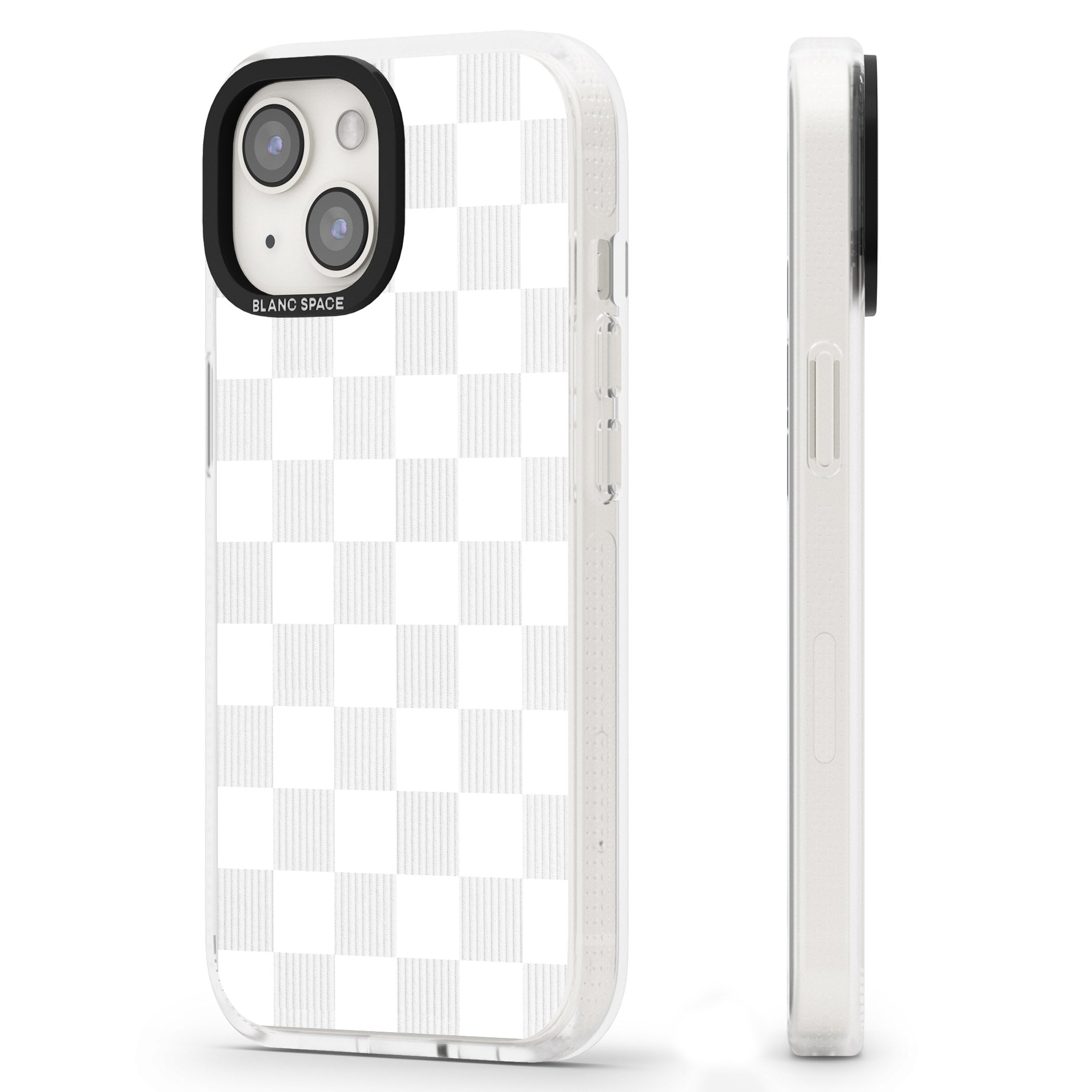 WHITE CHECKERED iPhone 15 / 14 / 13 Clear Case Impact Air - Blanc Space