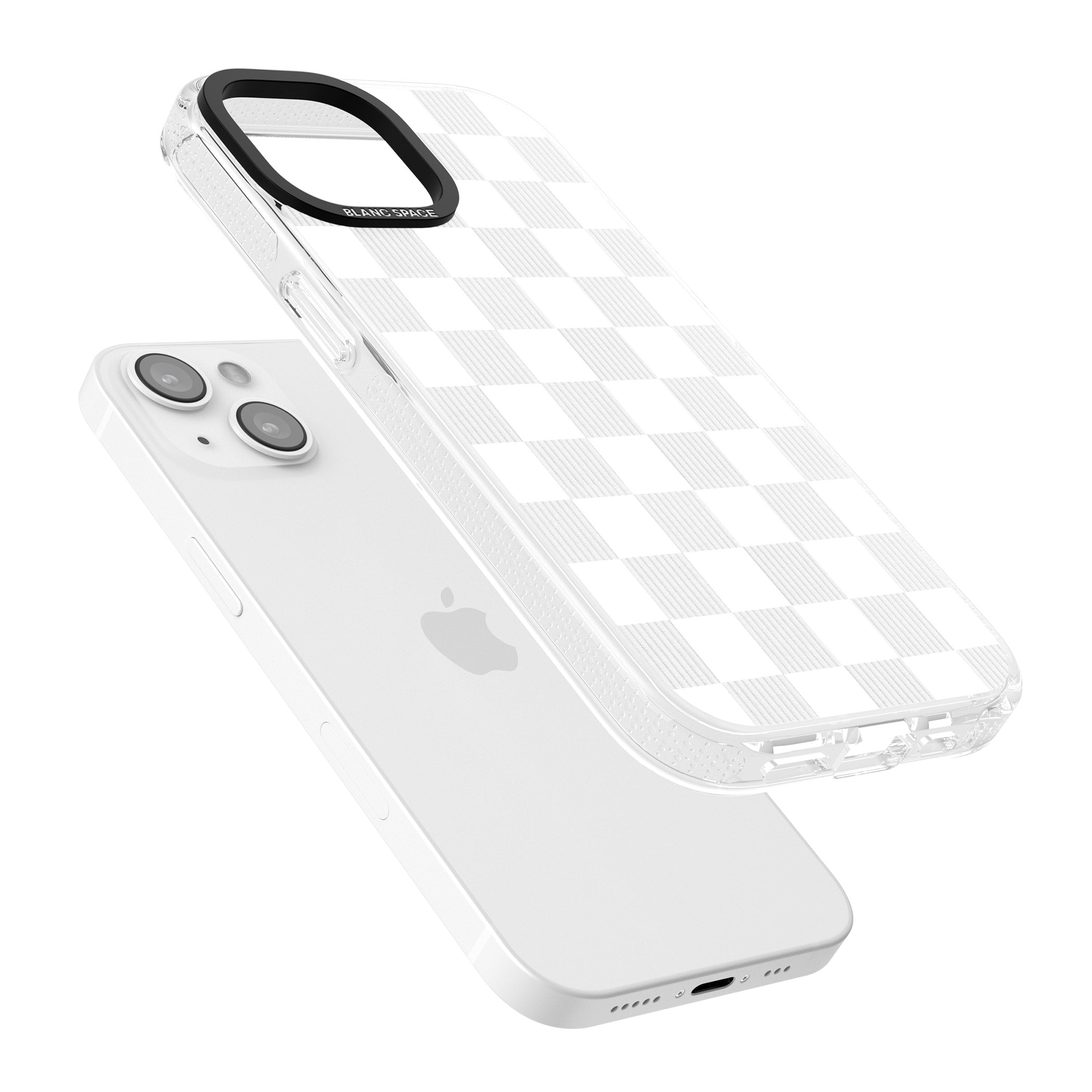 WHITE CHECKERED iPhone 15 / 14 / 13 Clear Case Impact Air - Blanc Space