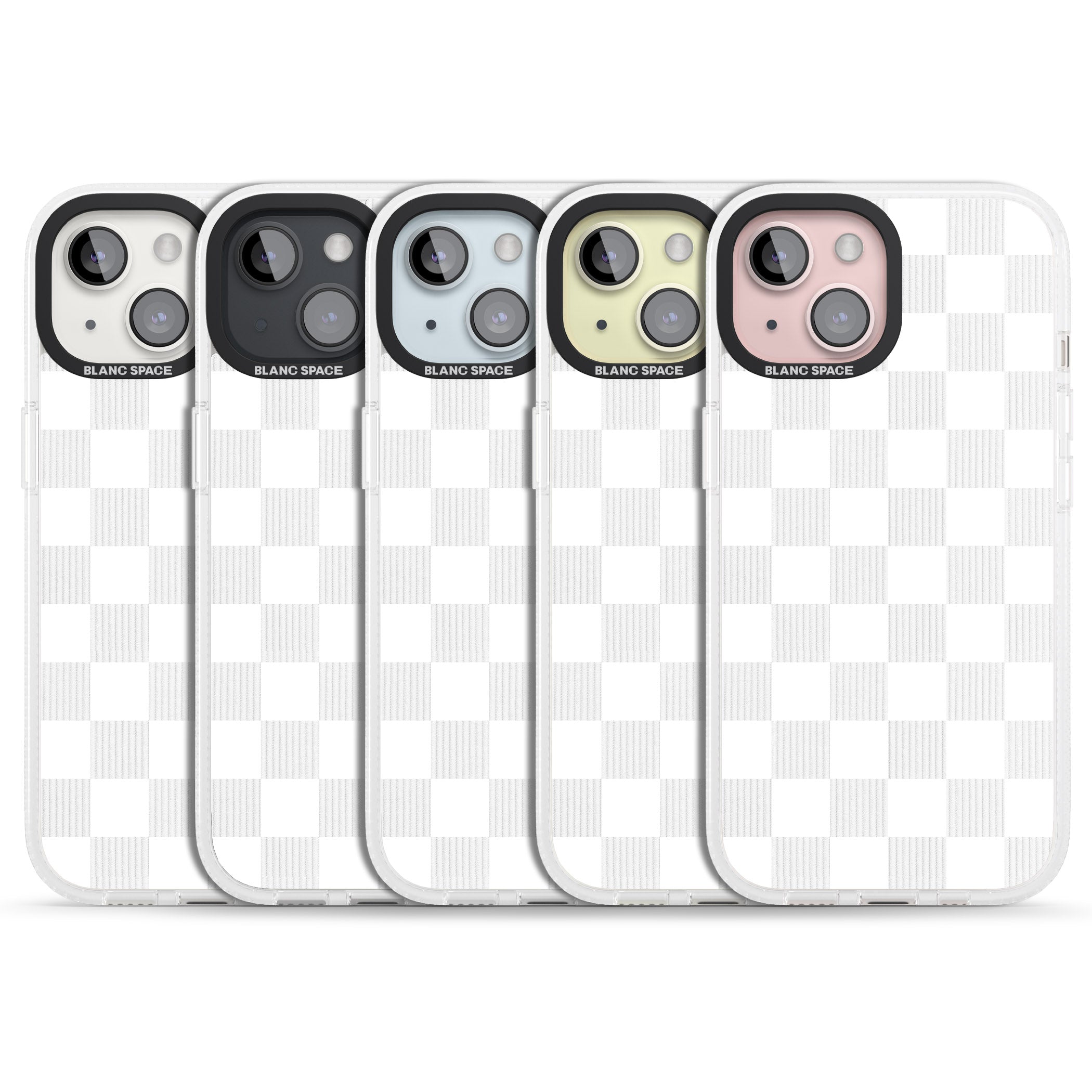 WHITE CHECKERED iPhone 15 / 14 / 13 Clear Case Impact Air - Blanc Space