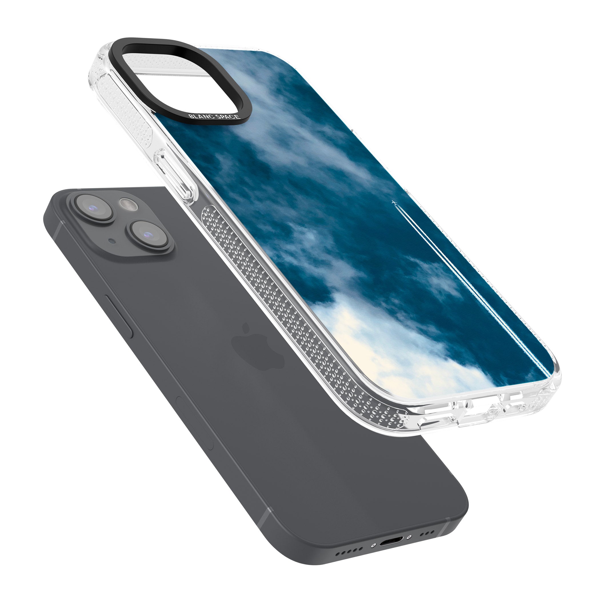 Plane in Cloudy Sky Photograph iPhone 15 / 14 / 13 Clear Case Impact Air - Blanc Space