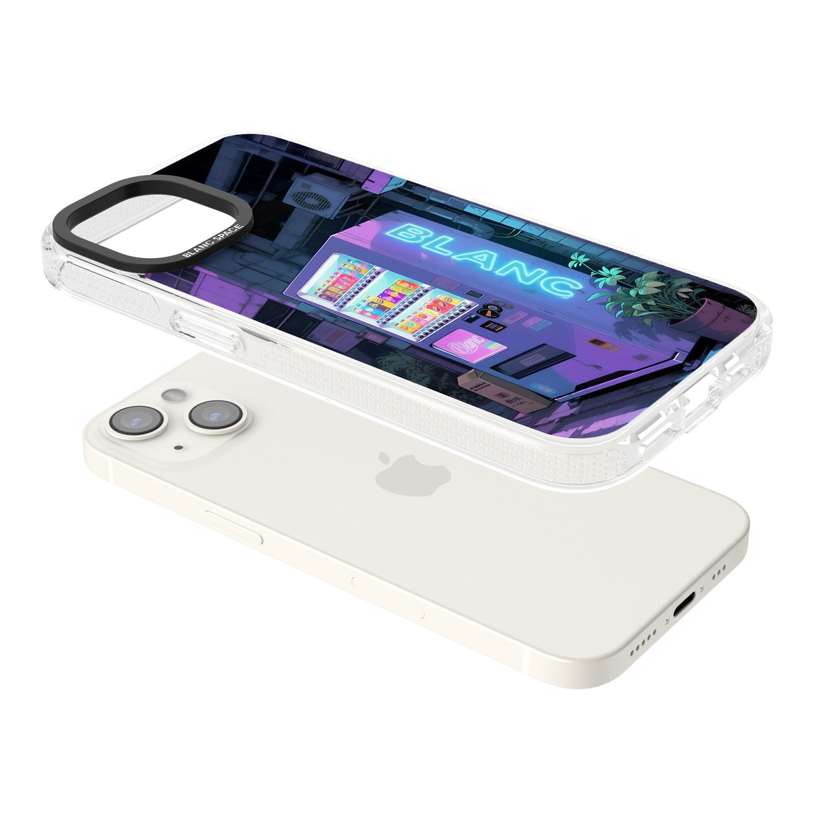 Shibuya Glow iPhone 13 / iPhone 14 / iPhone 14 Plus / iPhone 15 / iPhone 15 Plus Impact Air Clear Phone Case angled