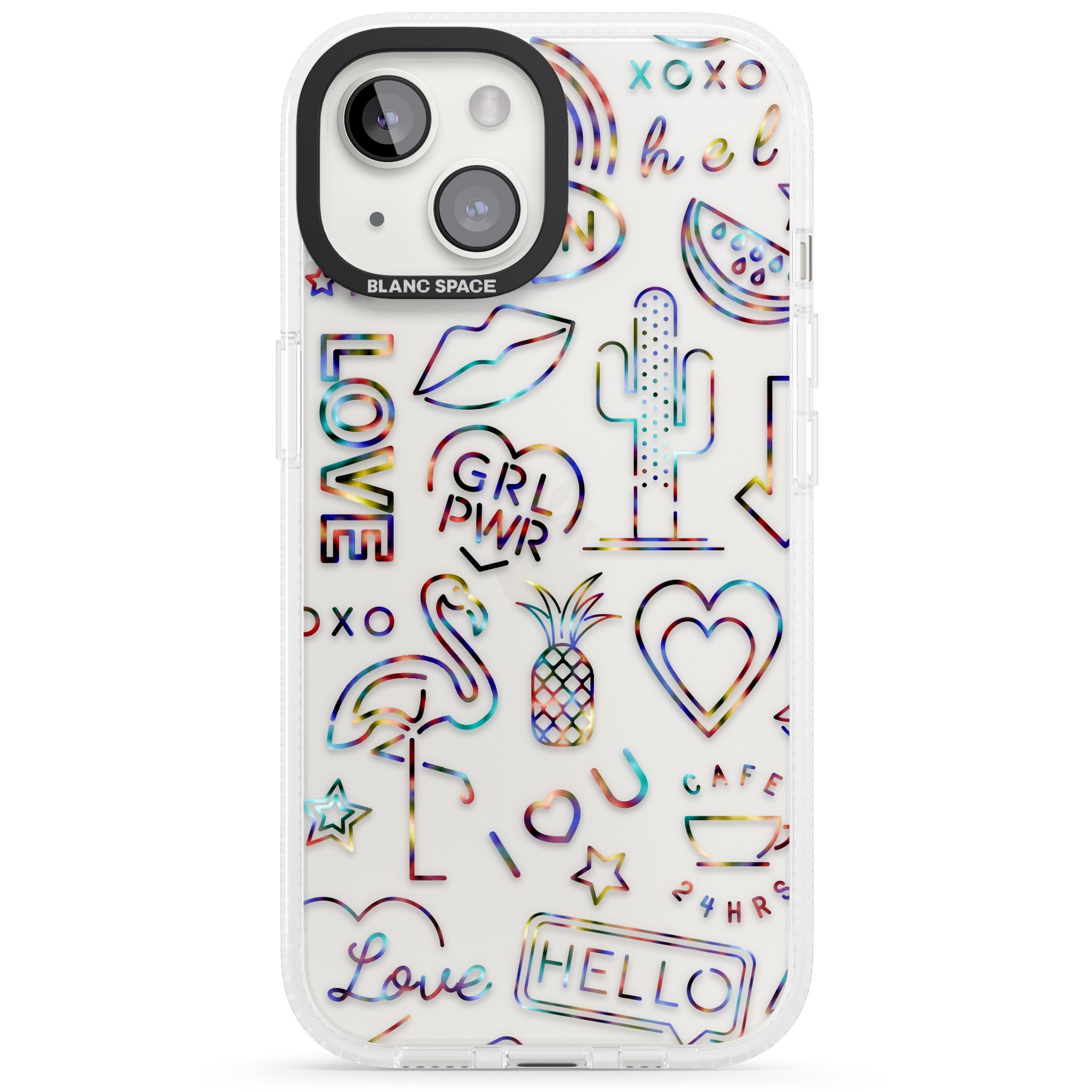 Funky nebula Neon Sign iPhone 15 / 14 / 13 Clear Case Impact Air - Blanc Space