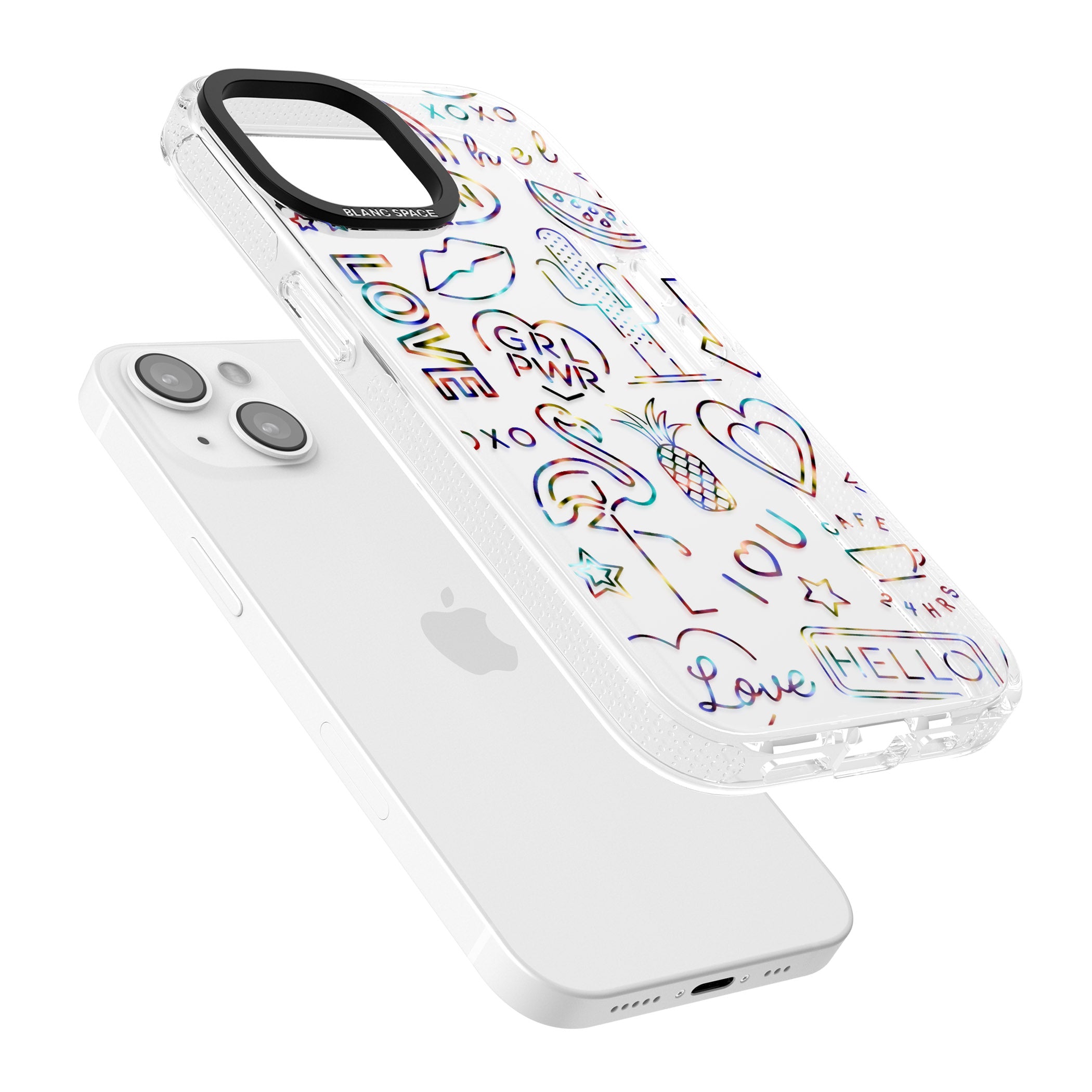 Funky nebula Neon Sign iPhone 15 / 14 / 13 Clear Case Impact Air - Blanc Space