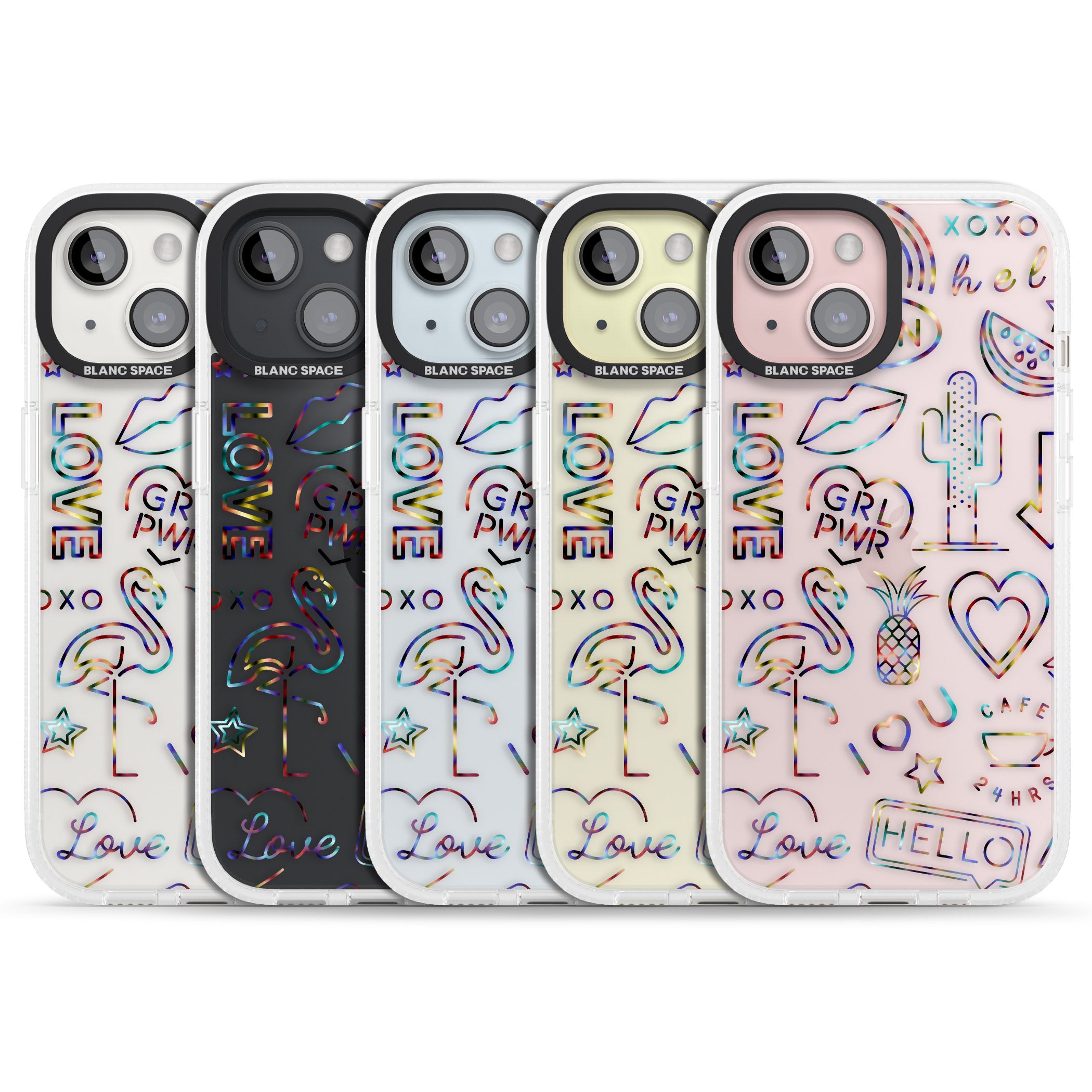 Funky nebula Neon Sign iPhone 15 / 14 / 13 Clear Case Impact Air - Blanc Space