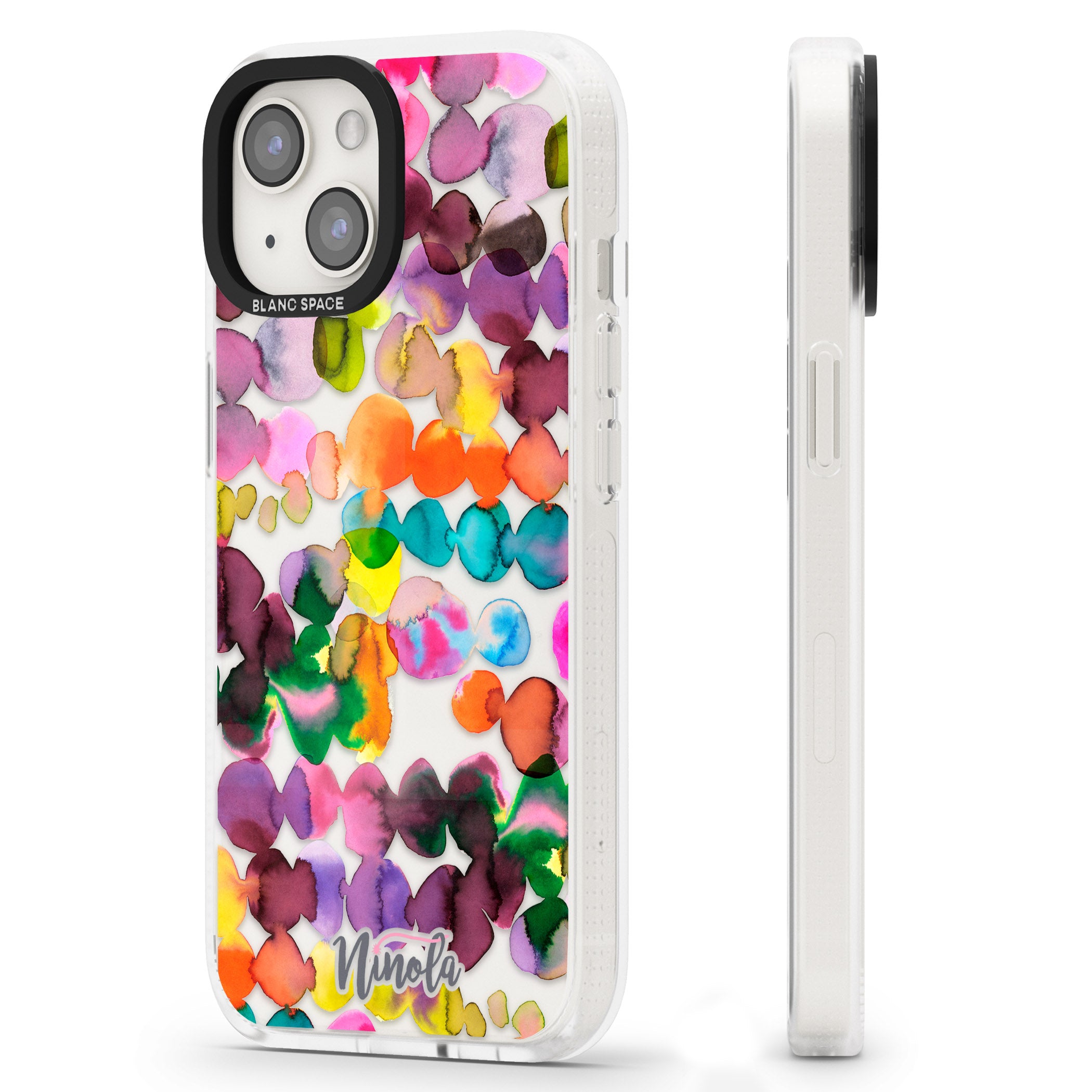Ink Bleeding Dots iPhone 15 / 14 / 13 Clear Case Impact Air - Blanc Space