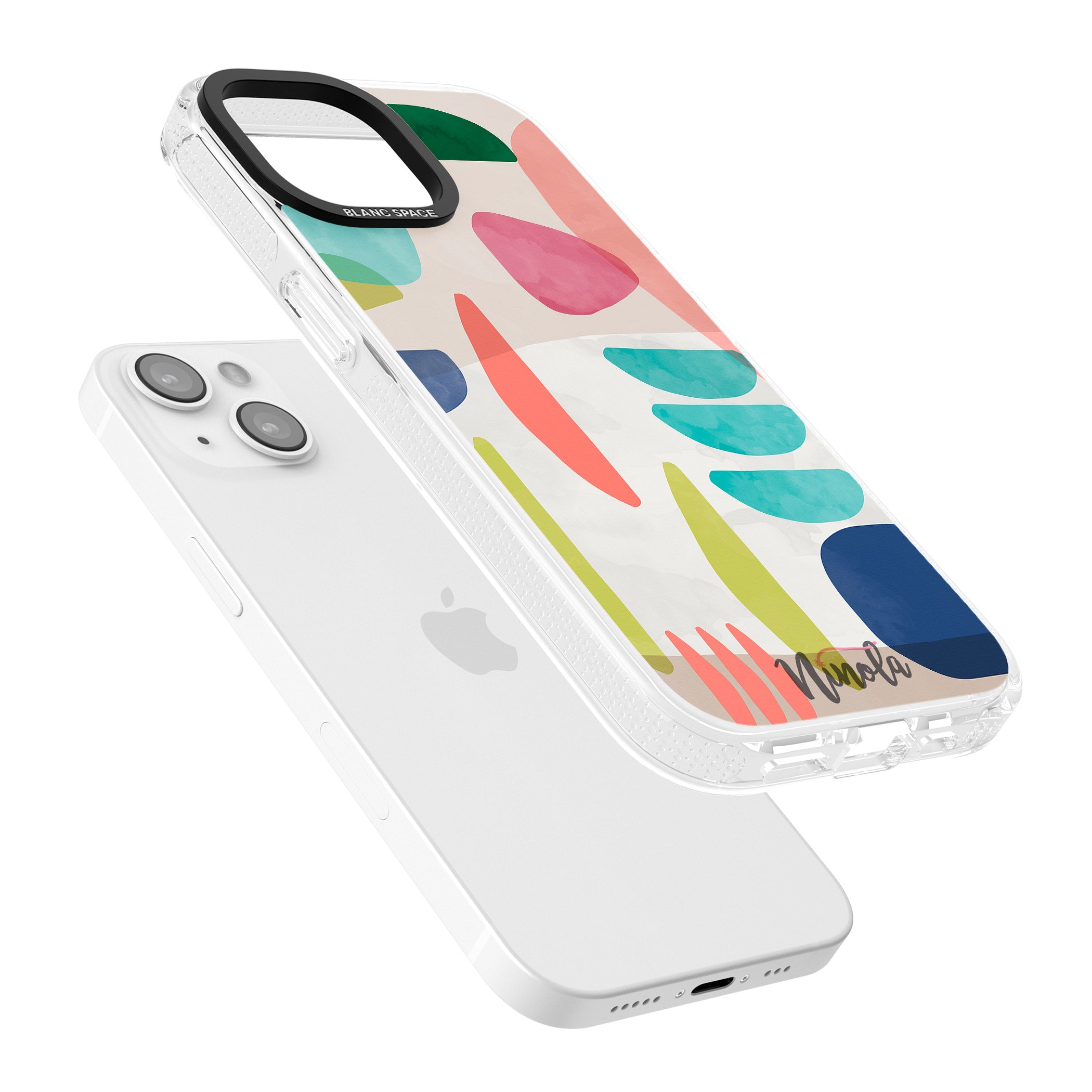 Organic Bold Shapes iPhone 15 / 14 / 13 Clear Case Impact Air - Blanc Space