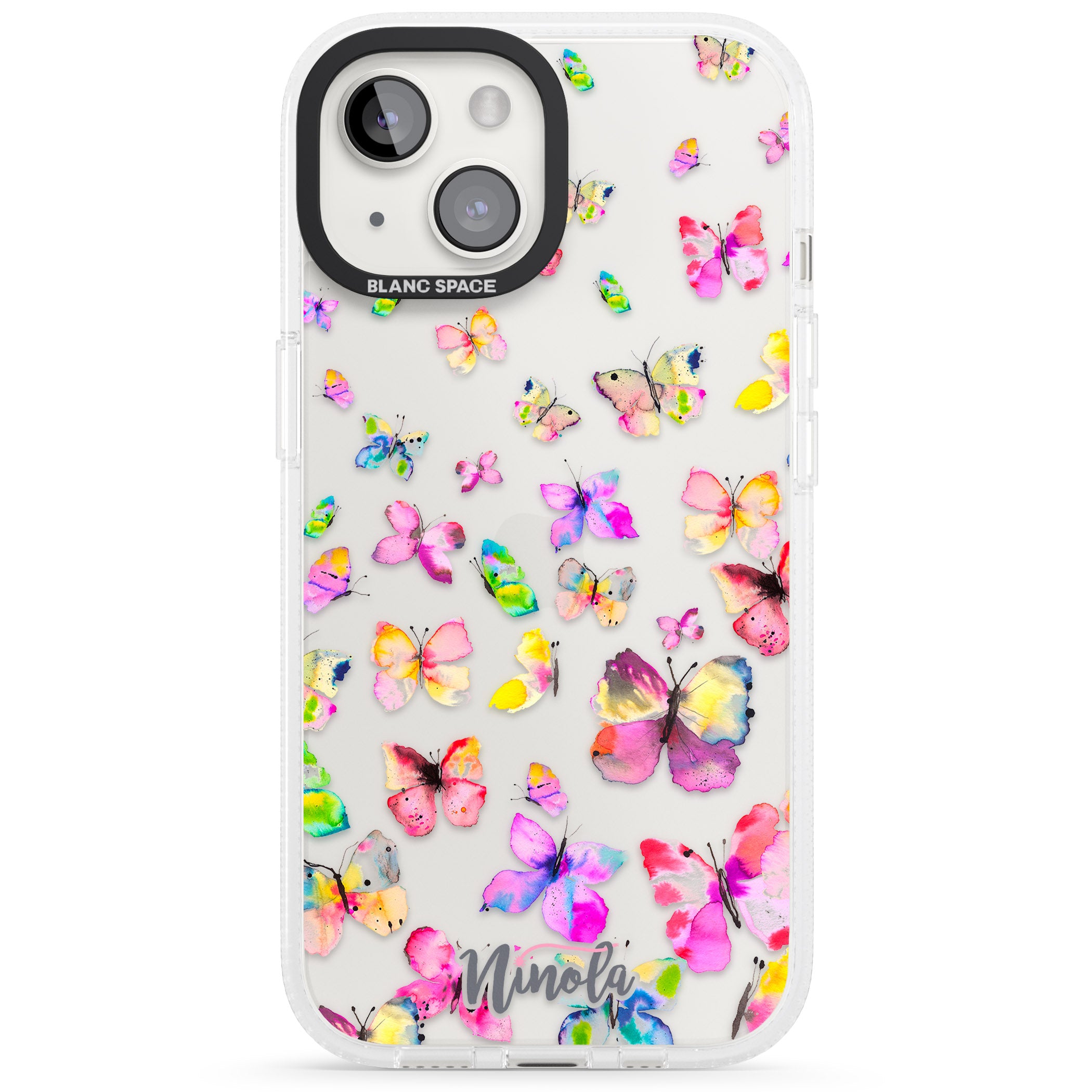 Watercolor Butterflies iPhone 15 / 14 / 13 Clear Case Impact Air - Blanc Space