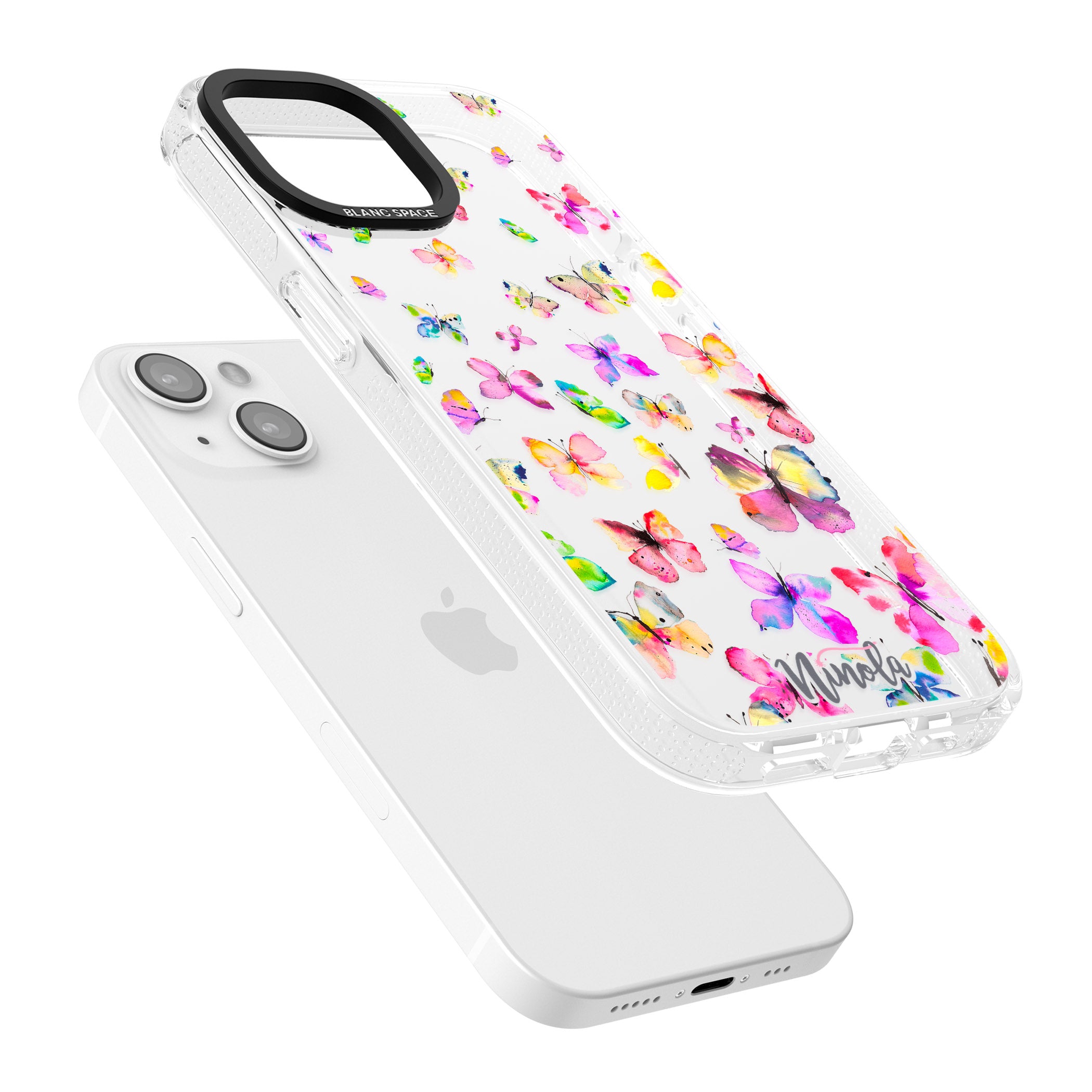 Watercolor Butterflies iPhone 15 / 14 / 13 Clear Case Impact Air - Blanc Space