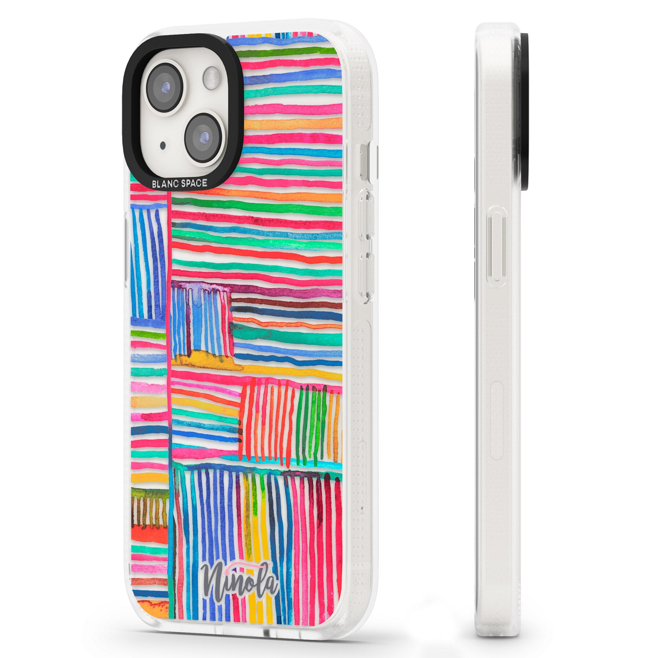 Watercolor Relaxing Lines iPhone 15 / 14 / 13 Clear Case Impact Air - Blanc Space