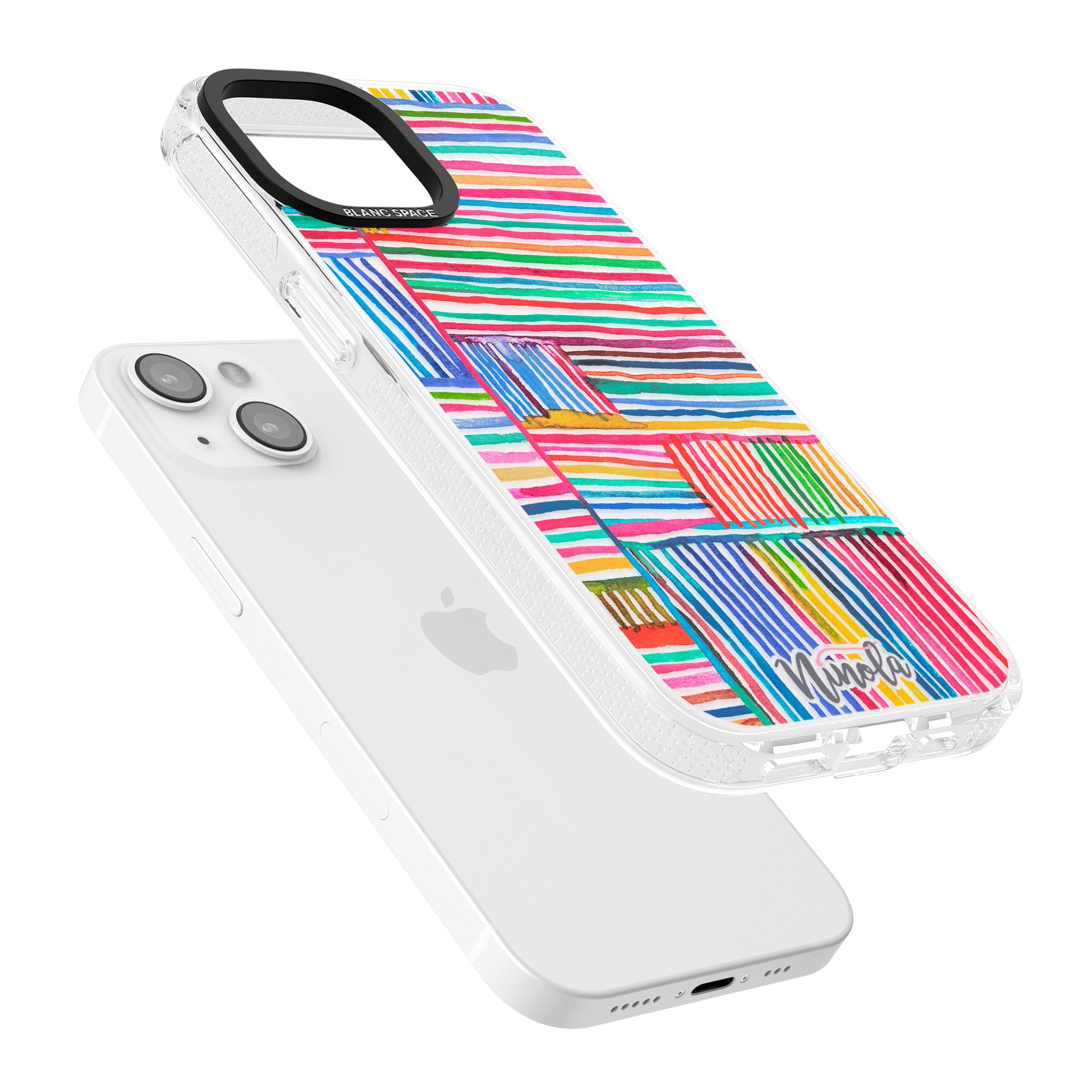 Watercolor Relaxing Lines iPhone 15 / 14 / 13 Clear Case Impact Air - Blanc Space