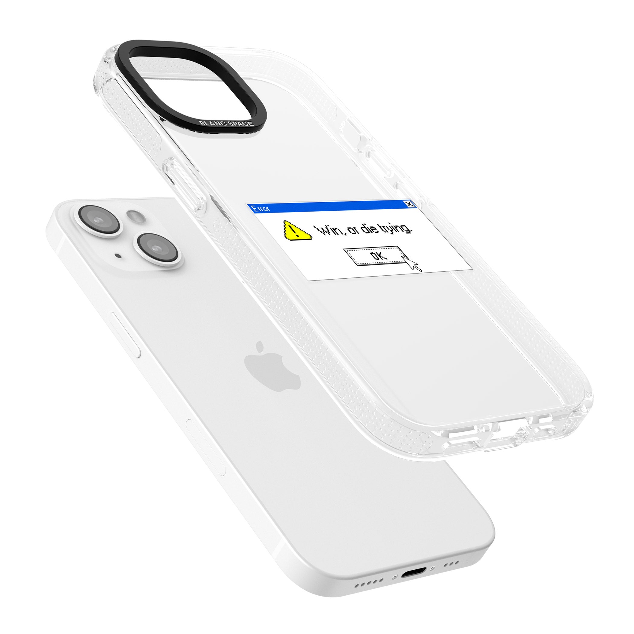 Win or die trying.exe iPhone 15 / 14 / 13 Clear Case Impact Air - Blanc Space