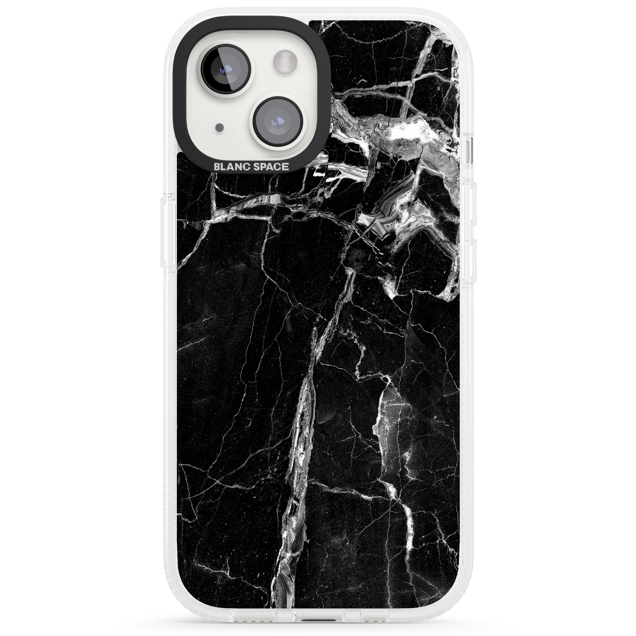Black Onyx Marble Texture iPhone 15 / 14 / 13 Clear Case Impact Air - Blanc Space