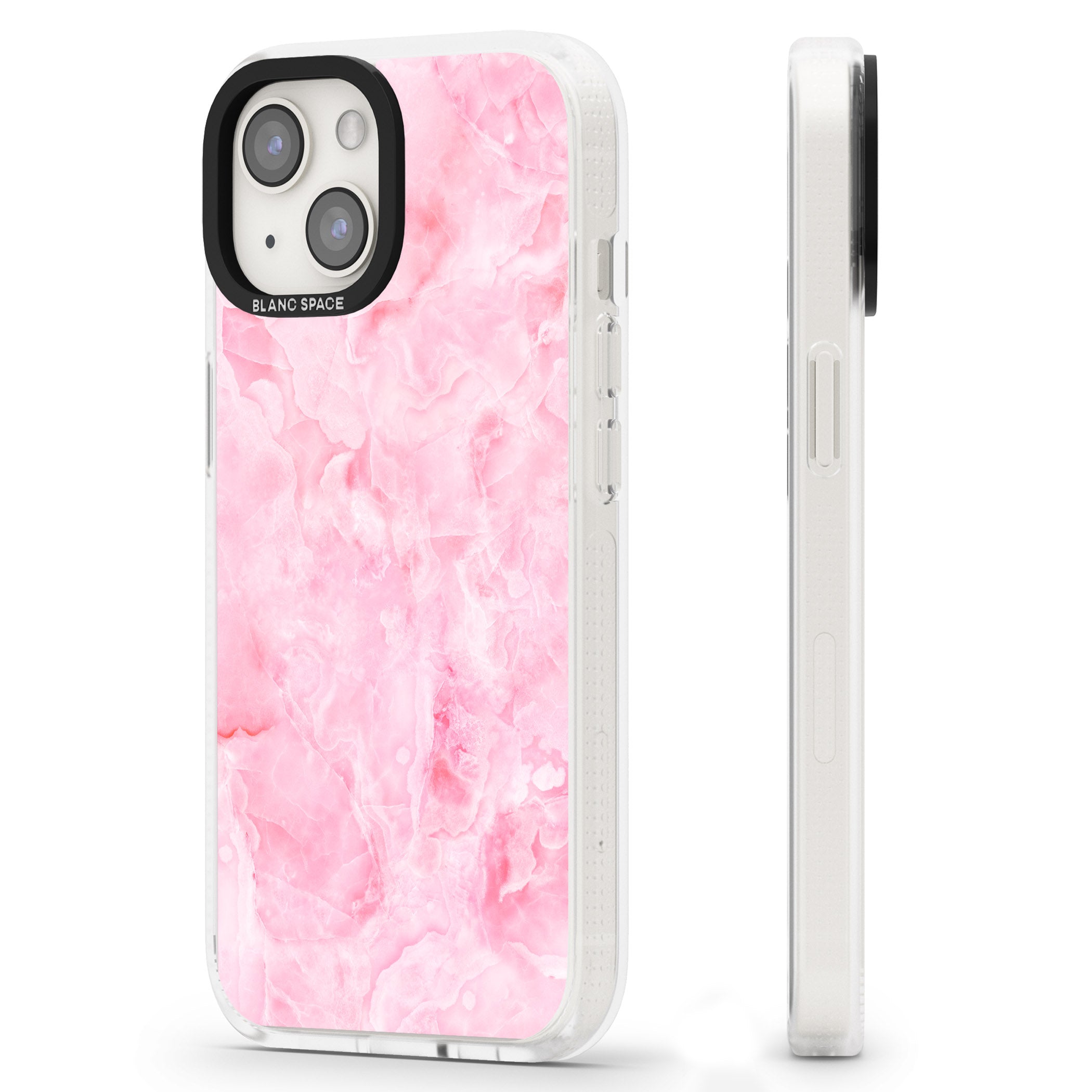 Bright Pink Onyx Marble Texture iPhone 15 / 14 / 13 Clear Case Impact Air - Blanc Space