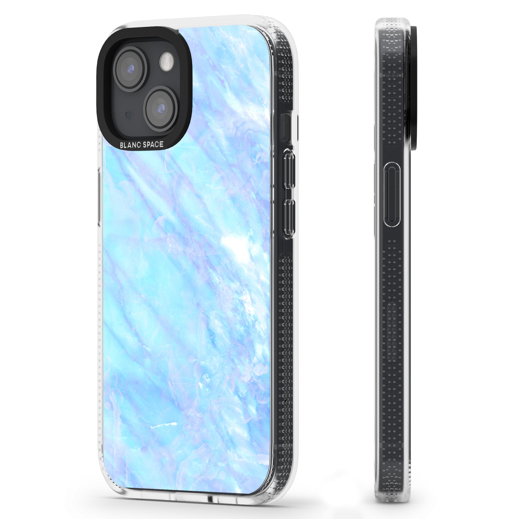 Iridescent Crystal Marble iPhone 15 / 14 / 13 Clear Case Impact Air - Blanc Space