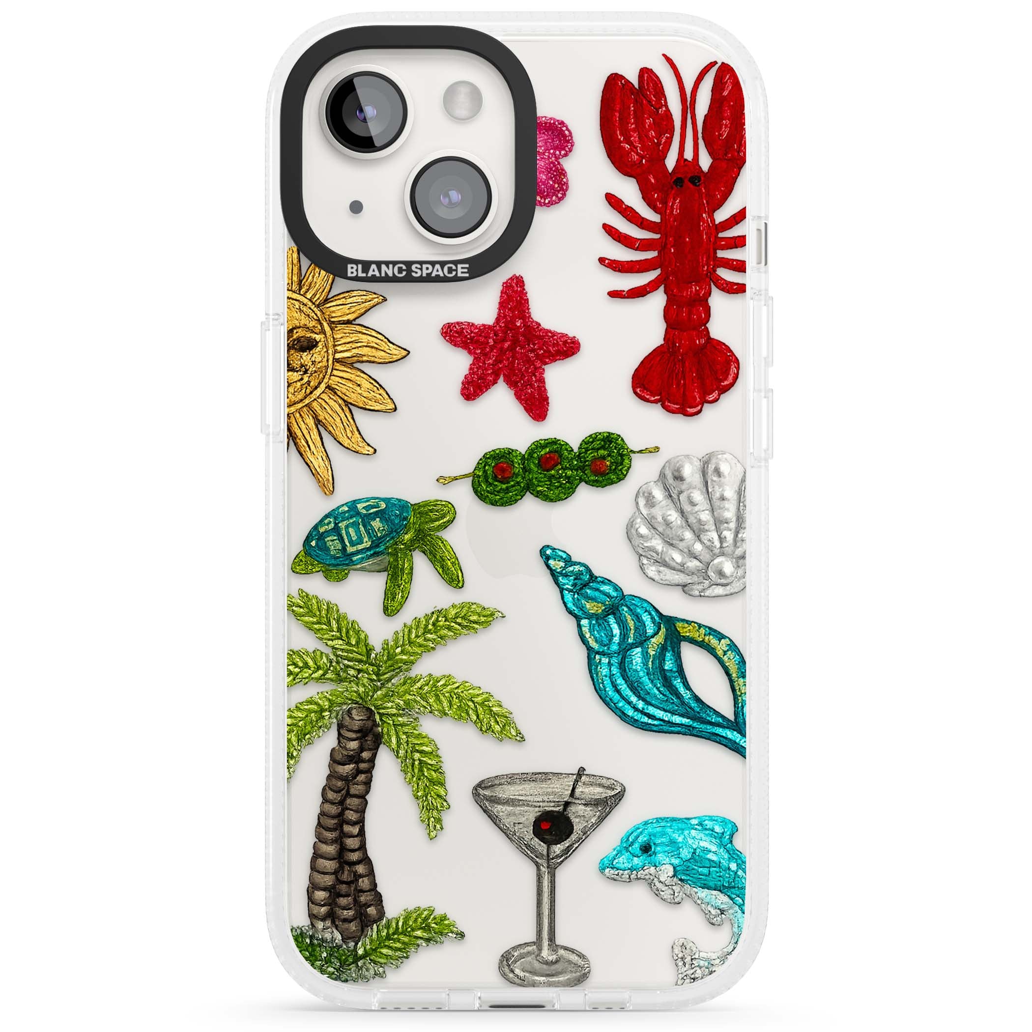 Painted Coastal Pattern coastal iPhone case | Clear Case Impact Air case for iPhone 15, iPhone 15 Plus