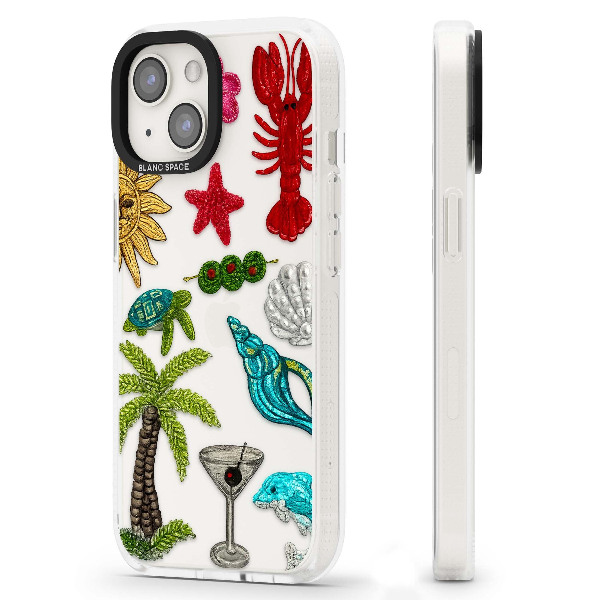 Painted Coastal Pattern coastal iPhone case | Clear Case Impact Air case for iPhone 15, iPhone 15 Plus