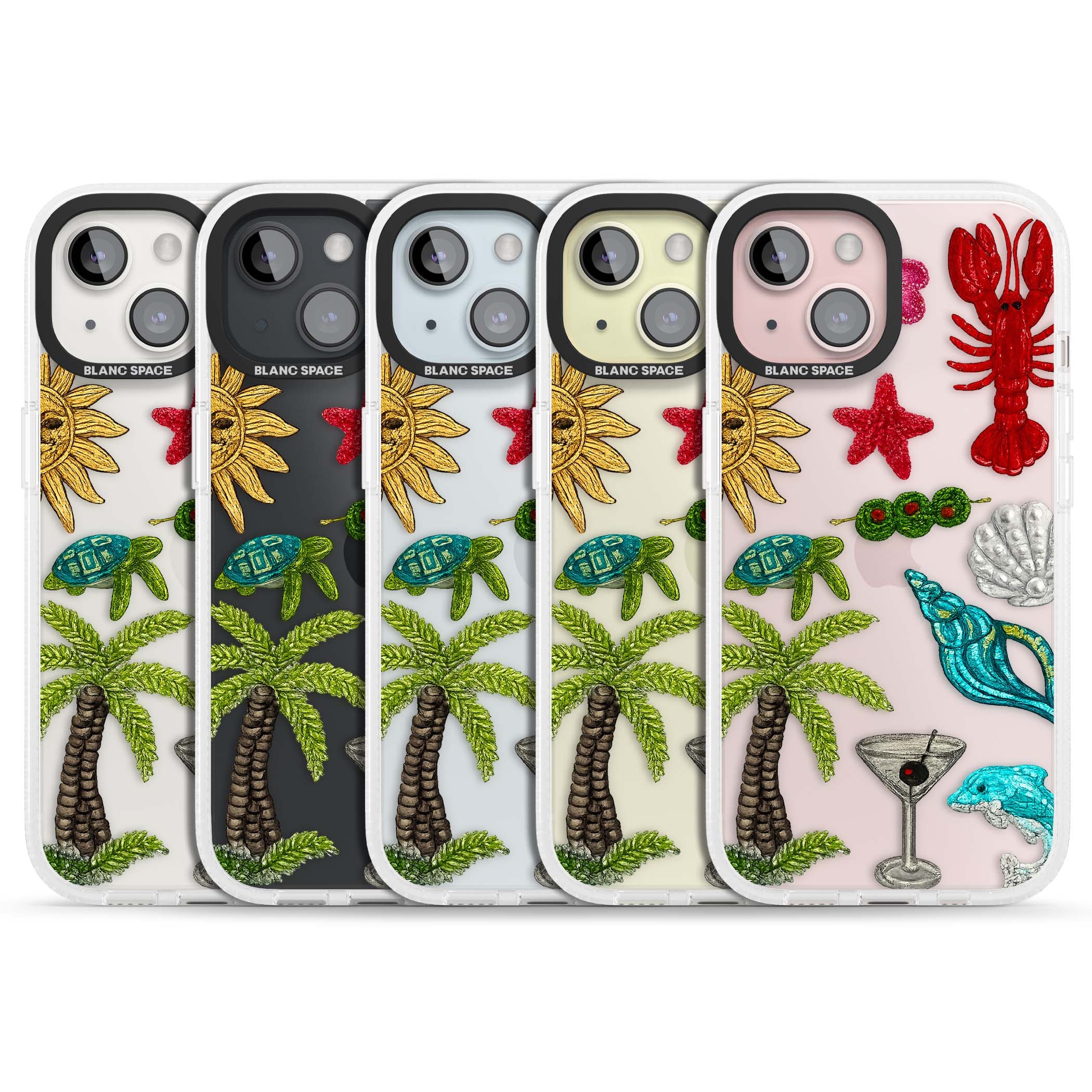 Painted Coastal Pattern coastal iPhone case | Clear Case Impact Air case for iPhone 15, iPhone 15 Plus