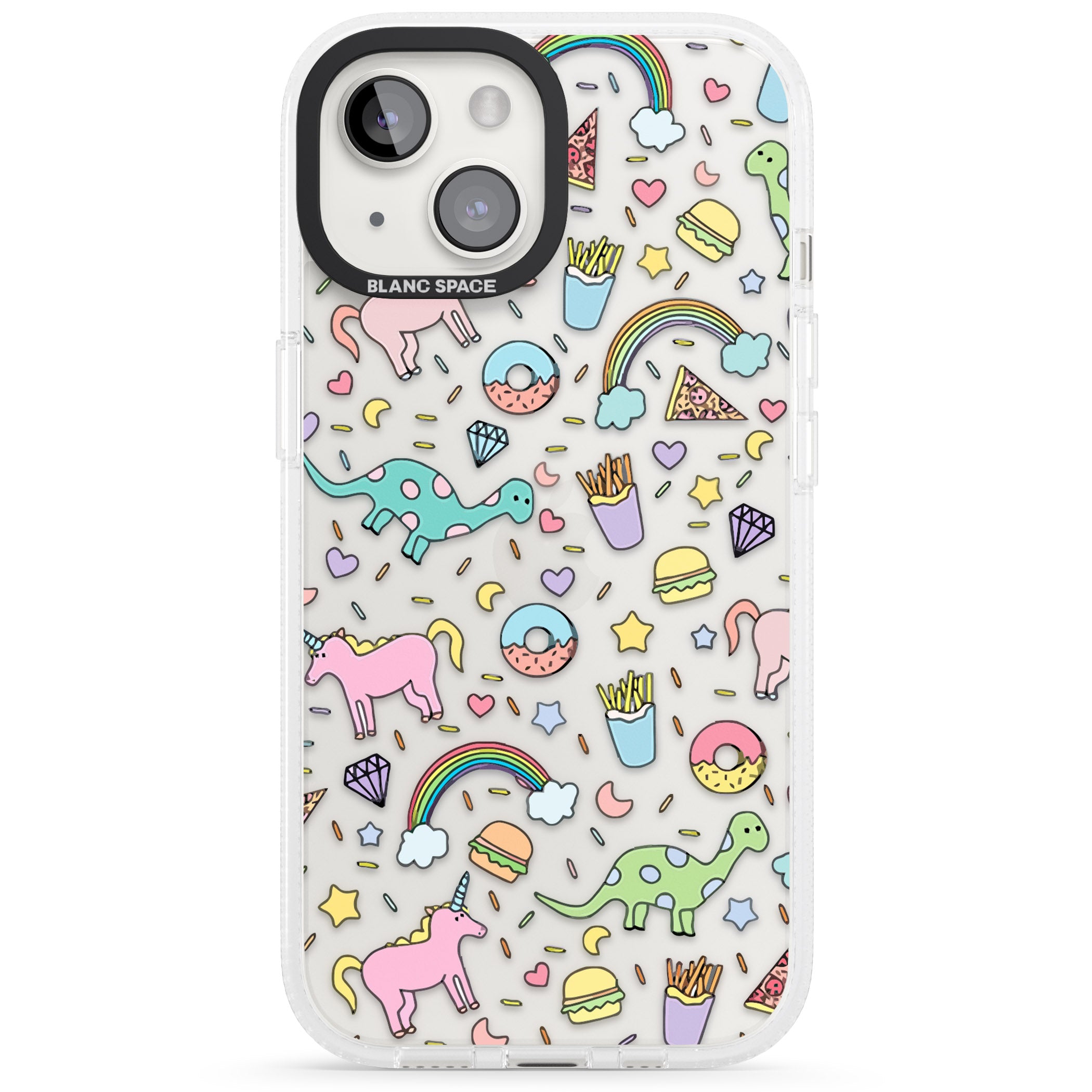 Cute Pattern iPhone 15 / 14 / 13 Clear Case Impact Air - Blanc Space
