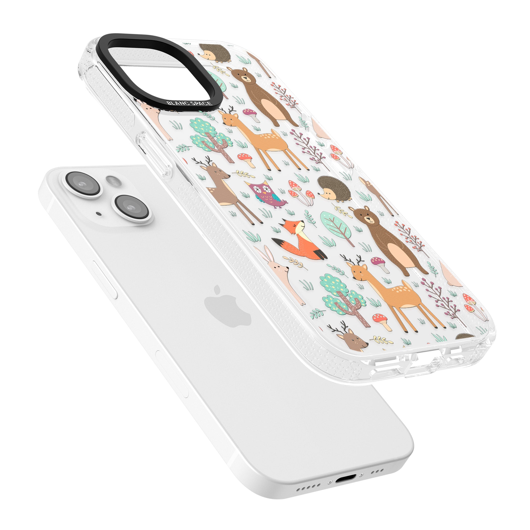 Wildlife Pattern iPhone 15 / 14 / 13 Clear Case Impact Air - Blanc Space