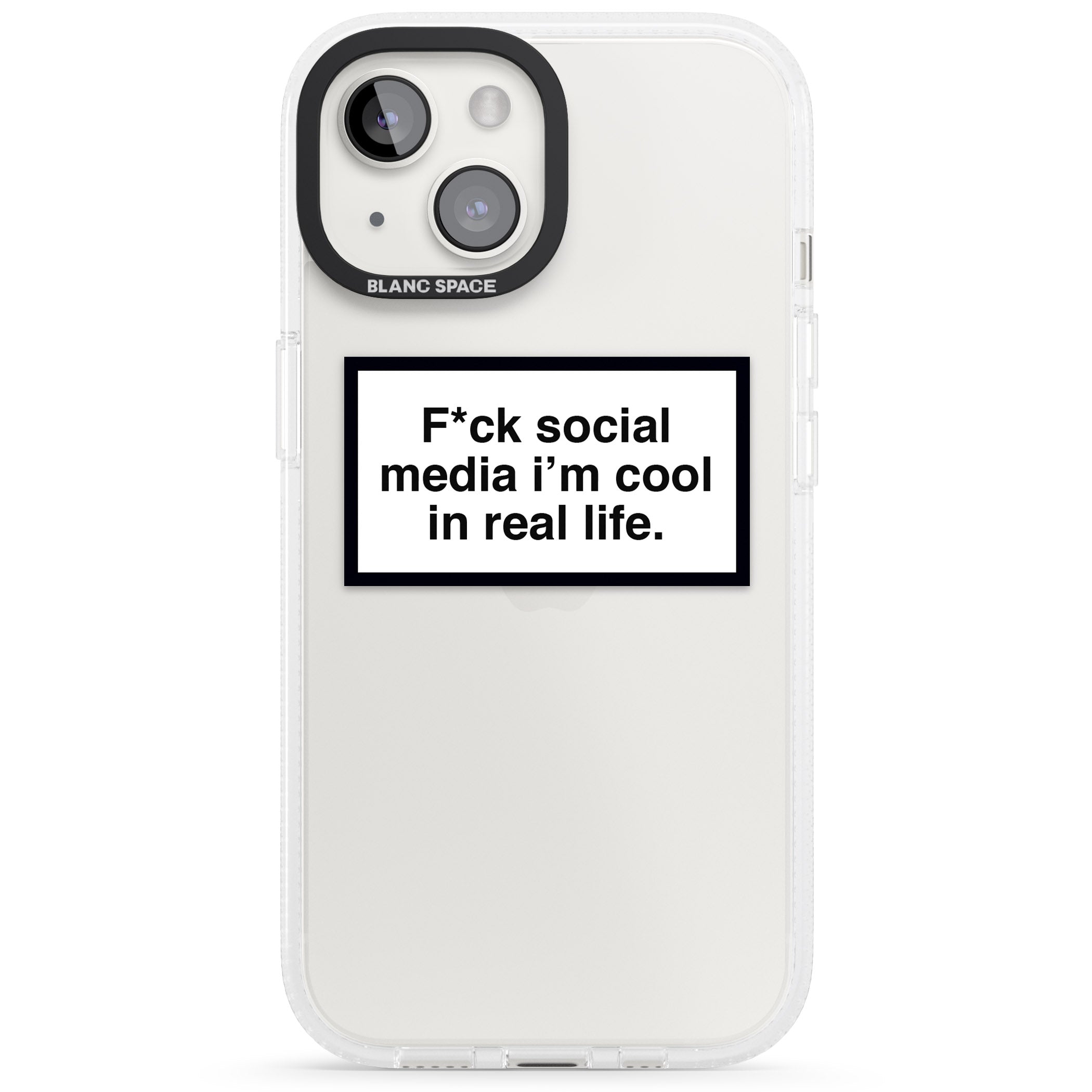 F*ck Social Media iPhone 15 / 14 / 13 Clear Case Impact Air - Blanc Space
