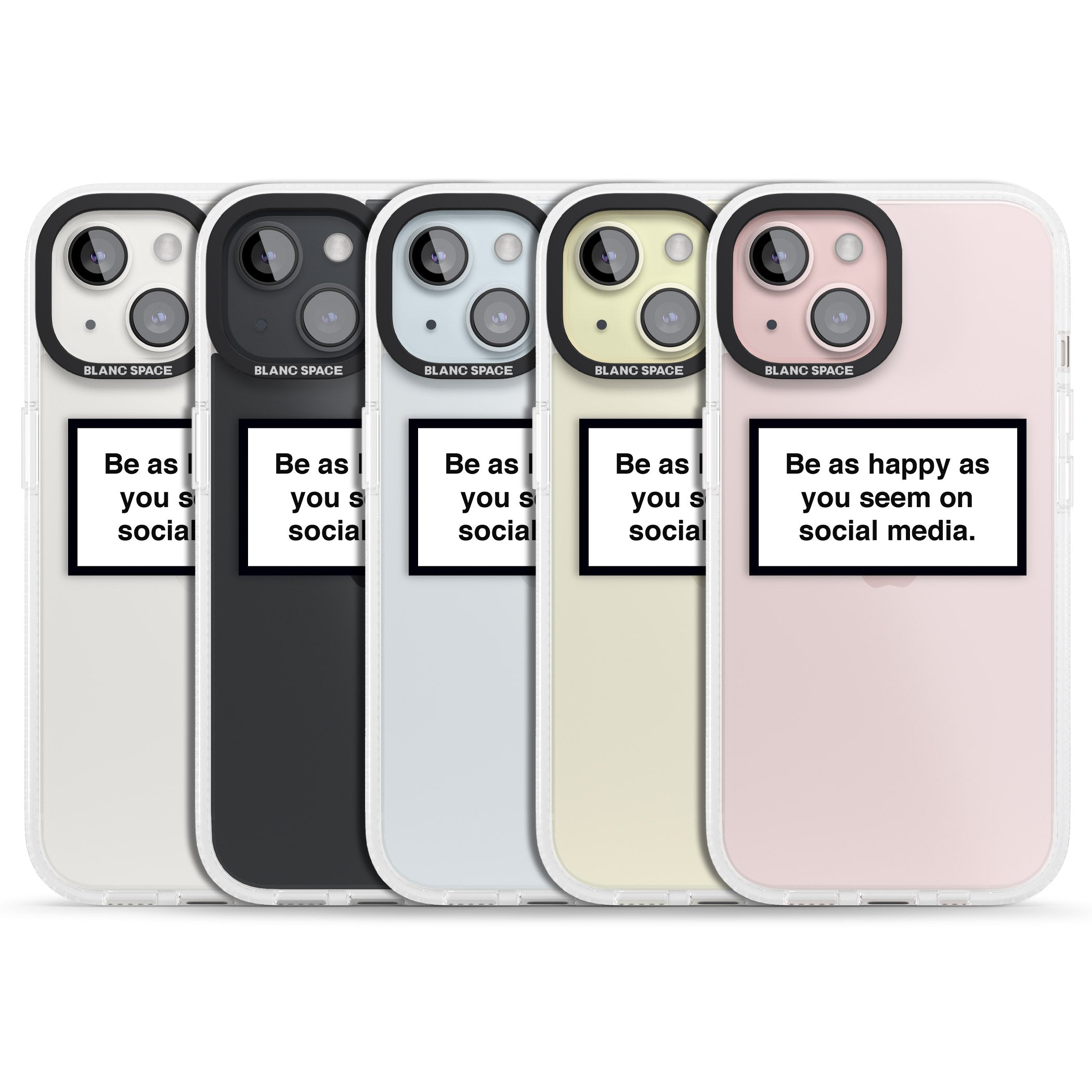 Happy on Social Media iPhone 15 / 14 / 13 Clear Case Impact Air - Blanc Space