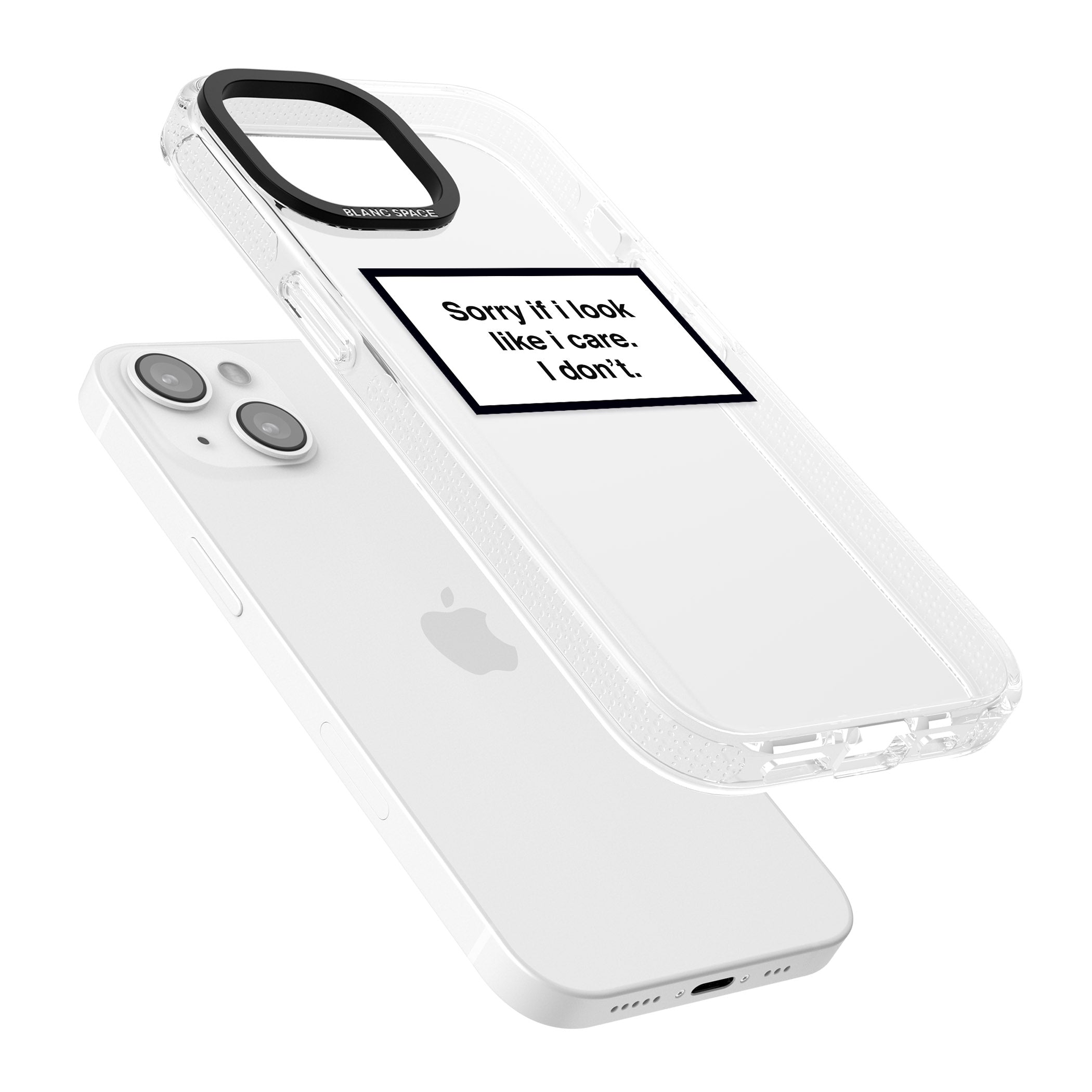 Sorry if it looks like I care iPhone 15 / 14 / 13 Clear Case Impact Air - Blanc Space